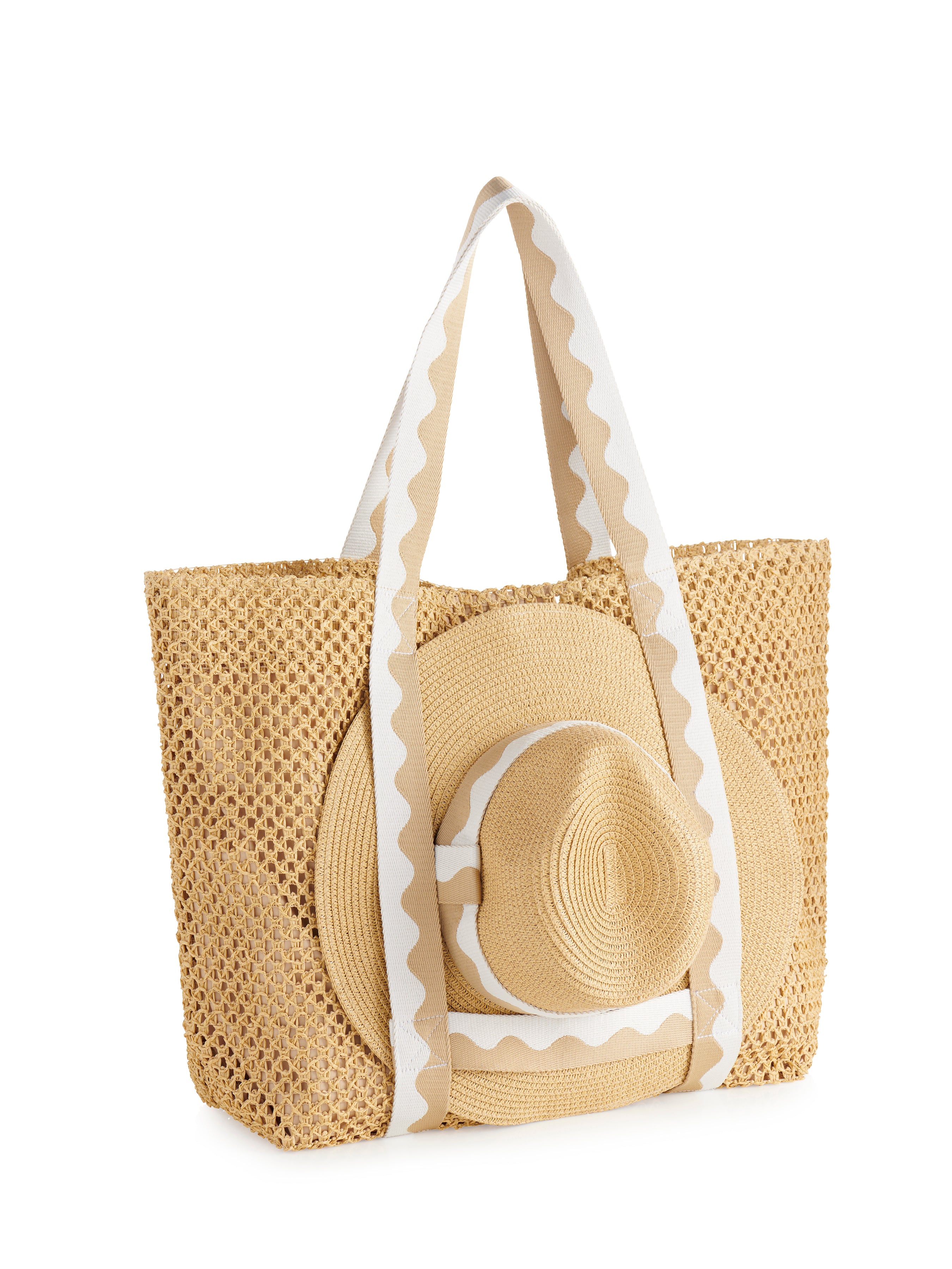 Shiraleah Antigua Tote And Hat Set SAND