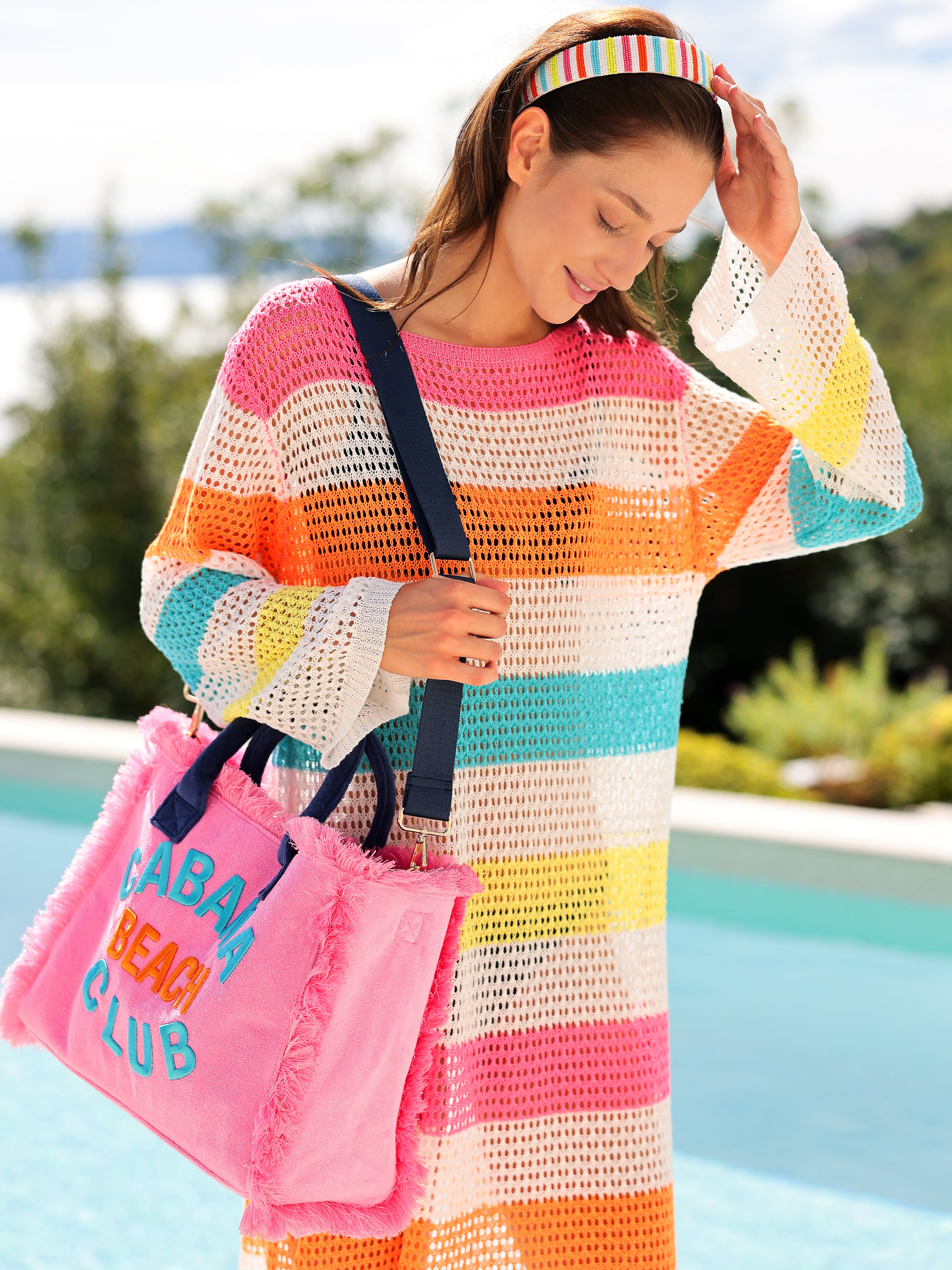 Shiraleah "Cabana Beach Club" Tote, Pink