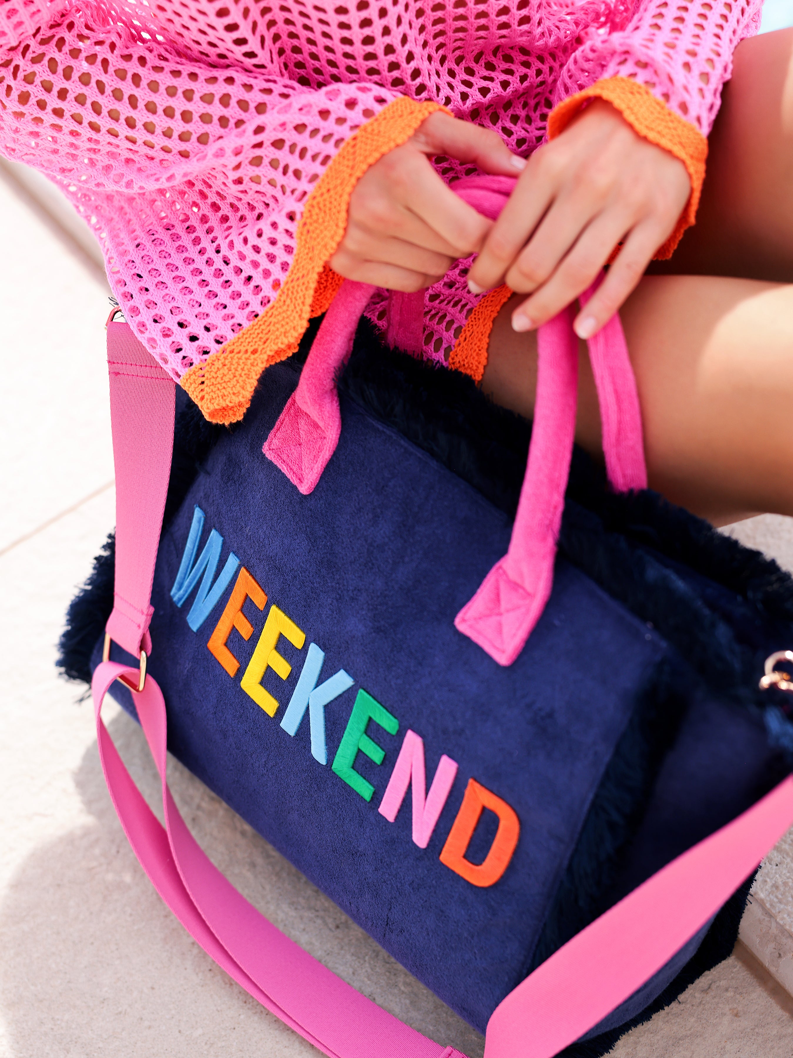 Shiraleah Cabana "Weekend" Tote, Navy