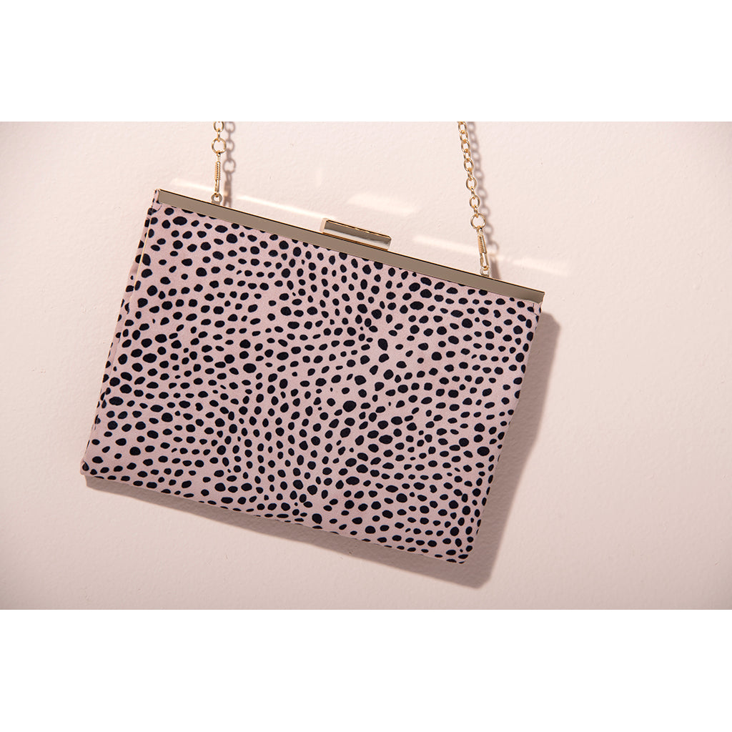 Shiraleah Harding Gold Frame Leopard Clutch, Pink - FINAL SALE ONLY