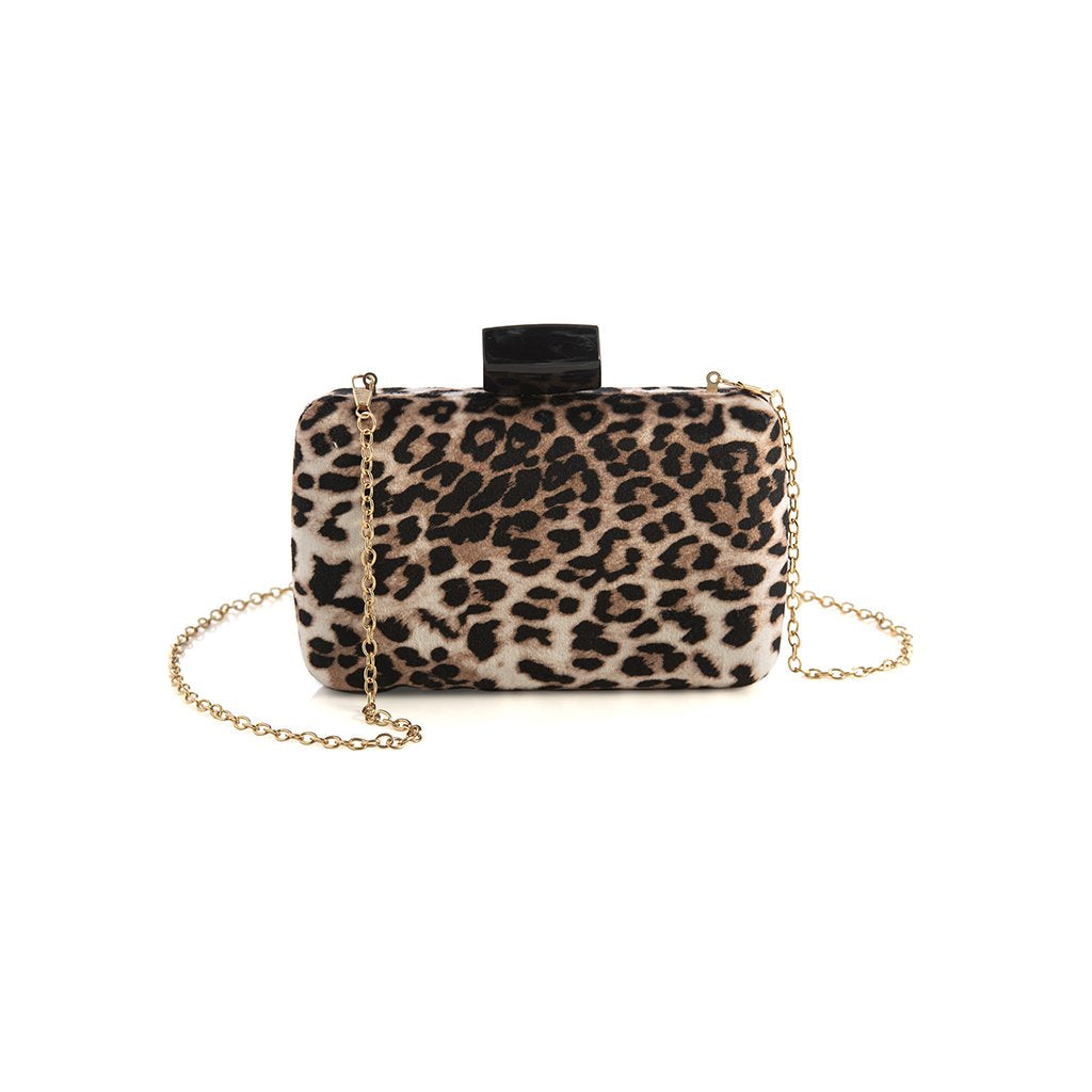 Shiraleah Destiny Leopard Minaudiere Clutch, Multi