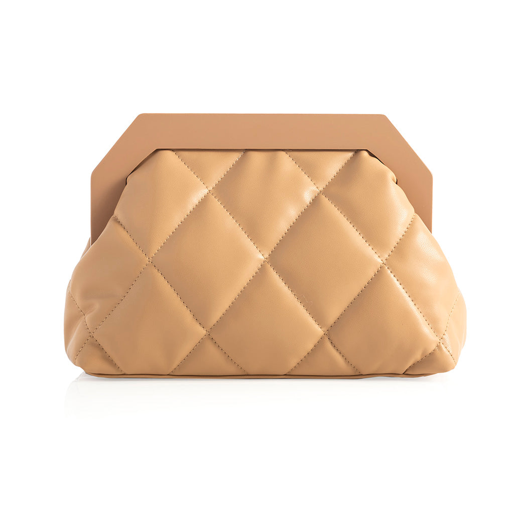 Shiraleah Bailey Quilted Clutch, Tan - FINAL SALE ONLY