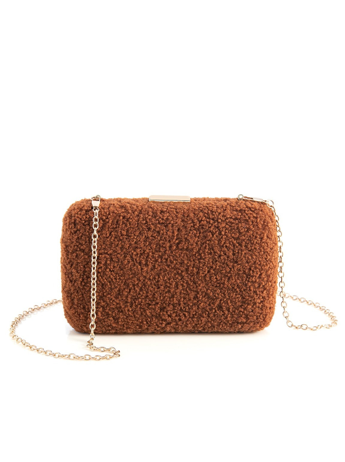 Shiraleah Jayden Sherpa Minaudiere Clutch, Rust - FINAL SALE ONLY