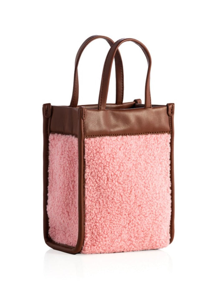 Shiraleah Courchevel Sherpa Mini Tote Cross-Body, Pink