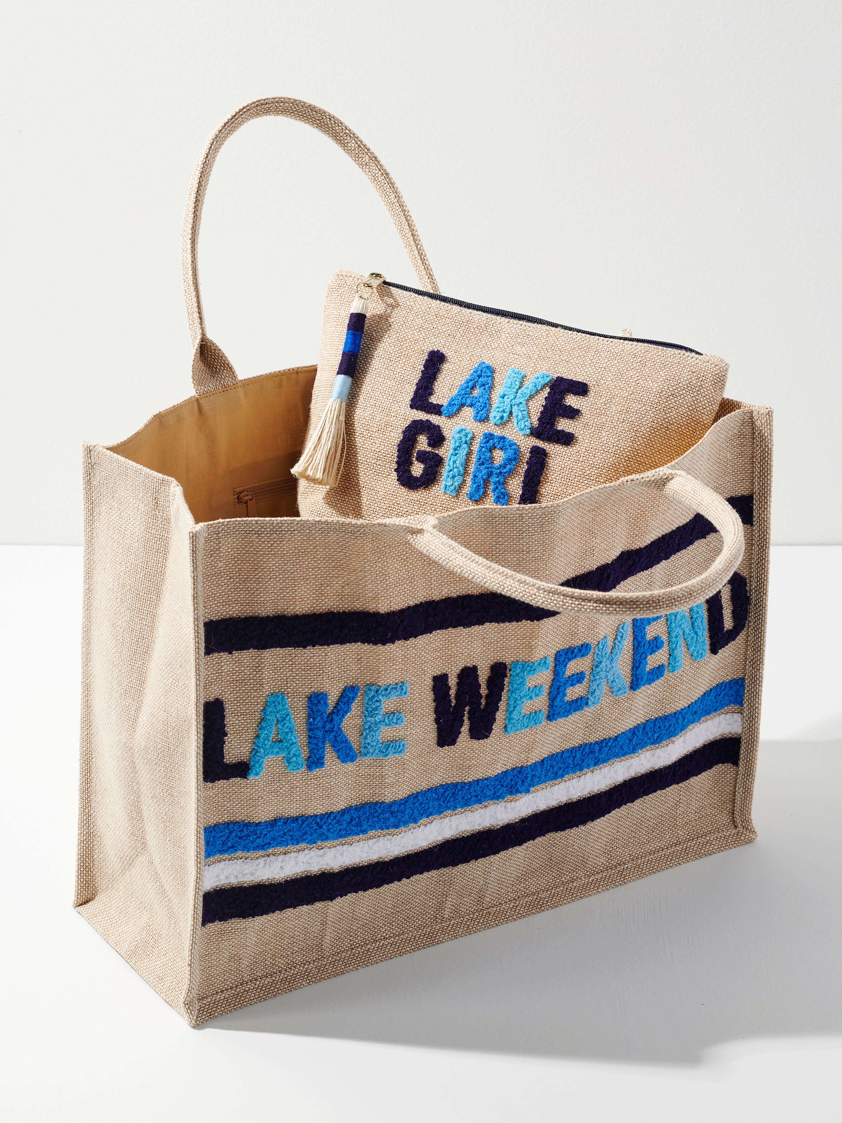 Shiraleah "Lake Weekend" Beach Bag, Natural