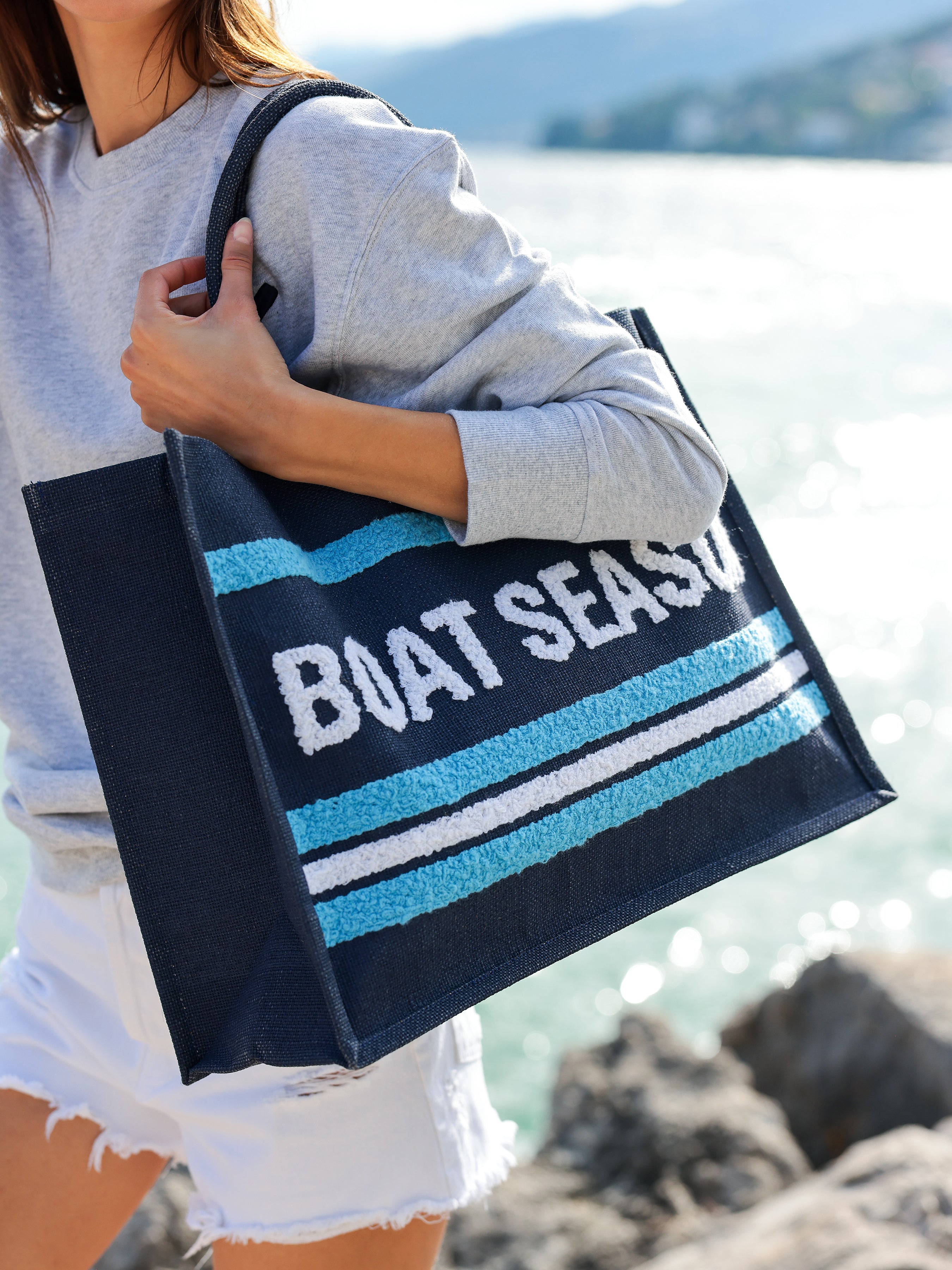 Shiraleah "Boat Season" Beach Bag, Navy