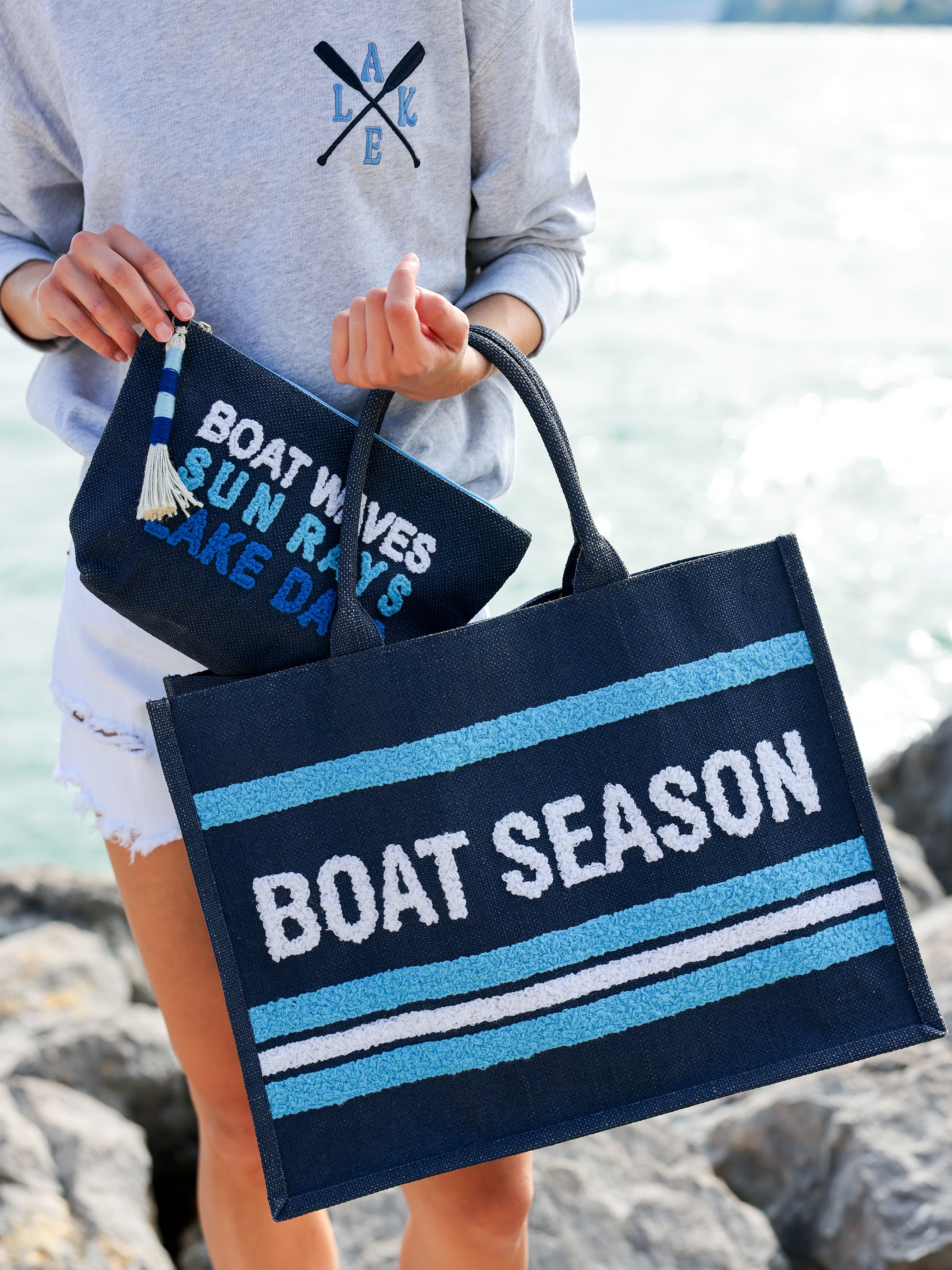 Shiraleah "Boat Season" Beach Bag, Navy