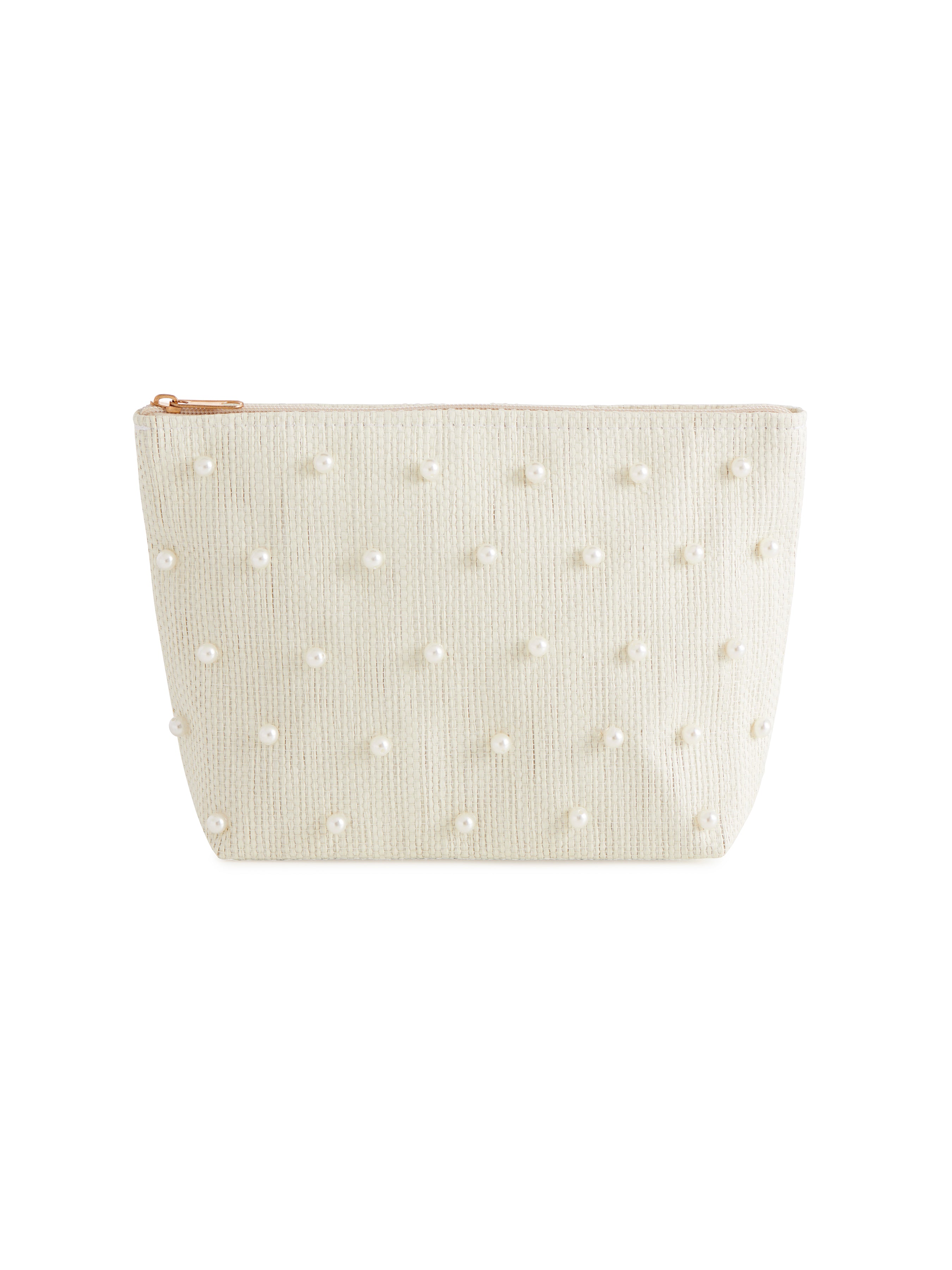 Shiraleah Pearly Zip Pouch, Ivory