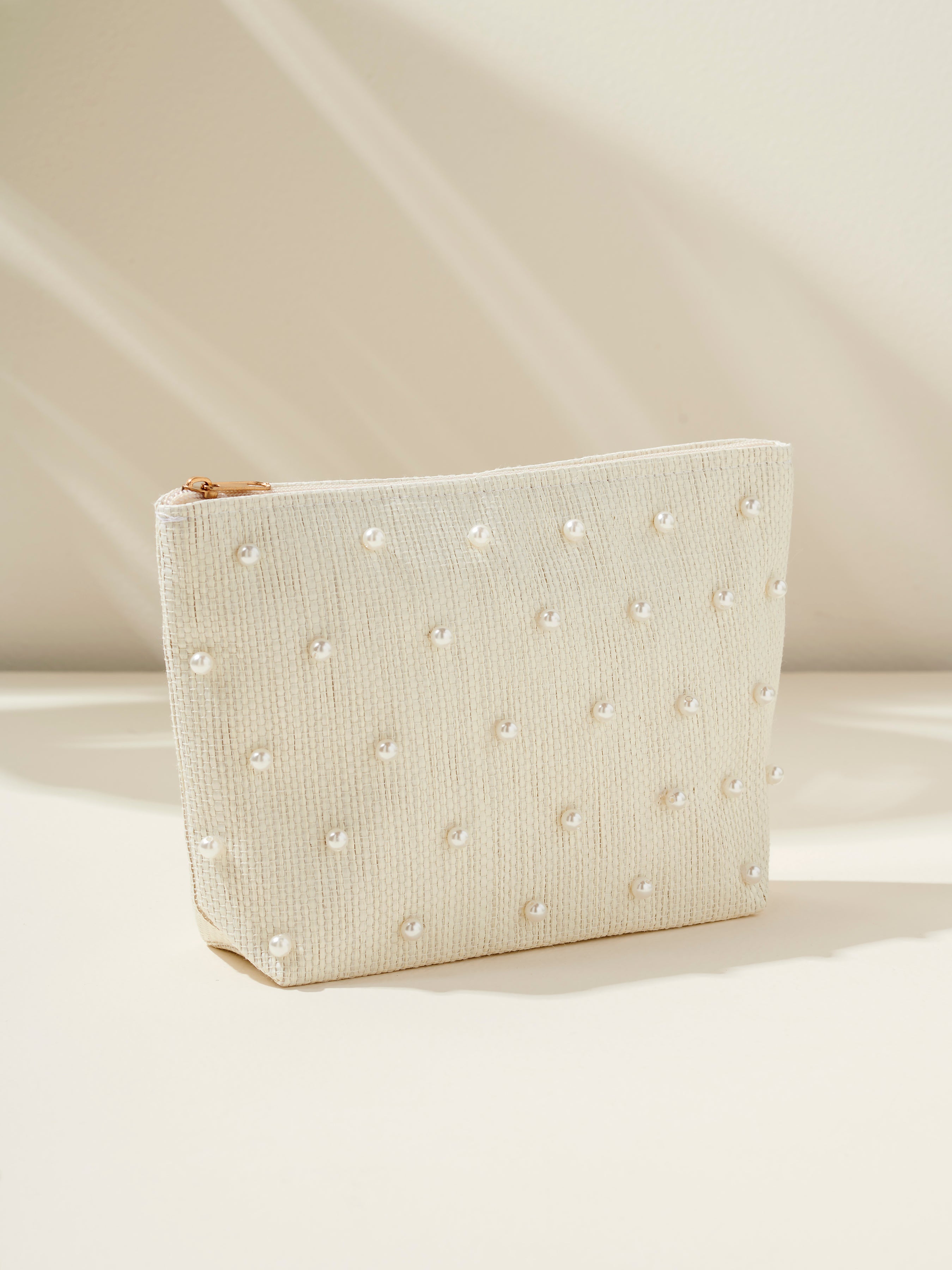 Shiraleah Pearly Zip Pouch, Ivory