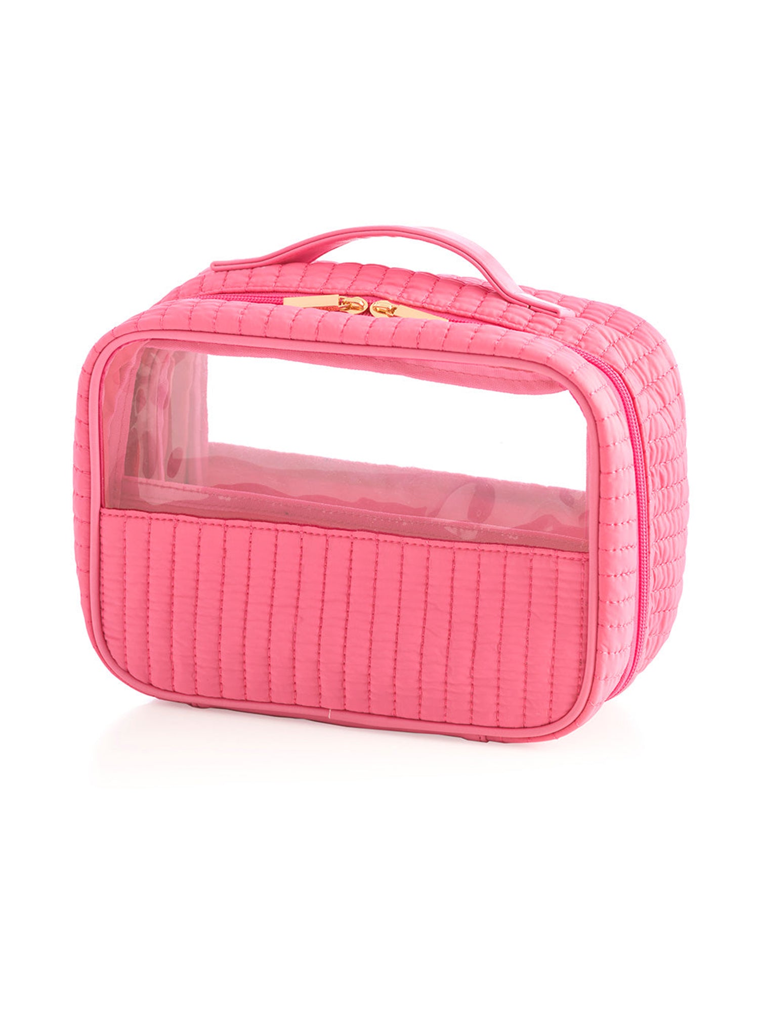 Shiraleah Ezra Set Of 2 Clear Cosmetic Cases PINK