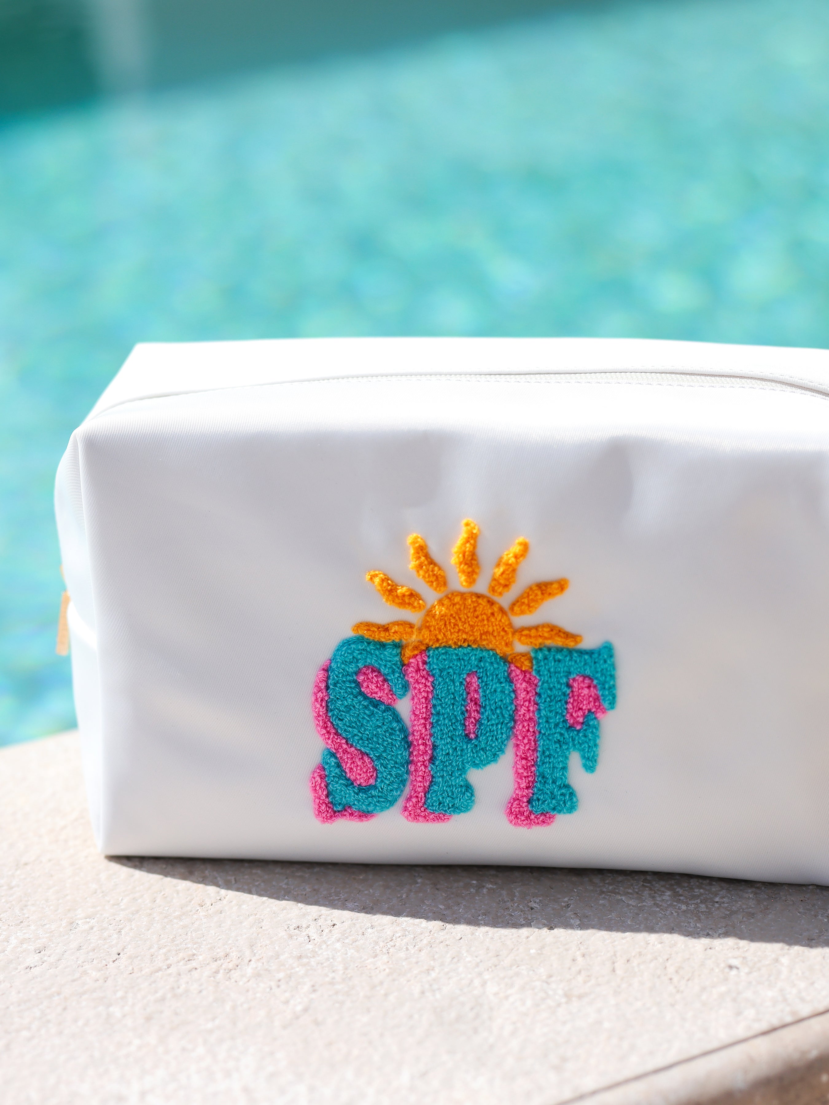 Shiraleah "SPF" Large Zip Pouch, White