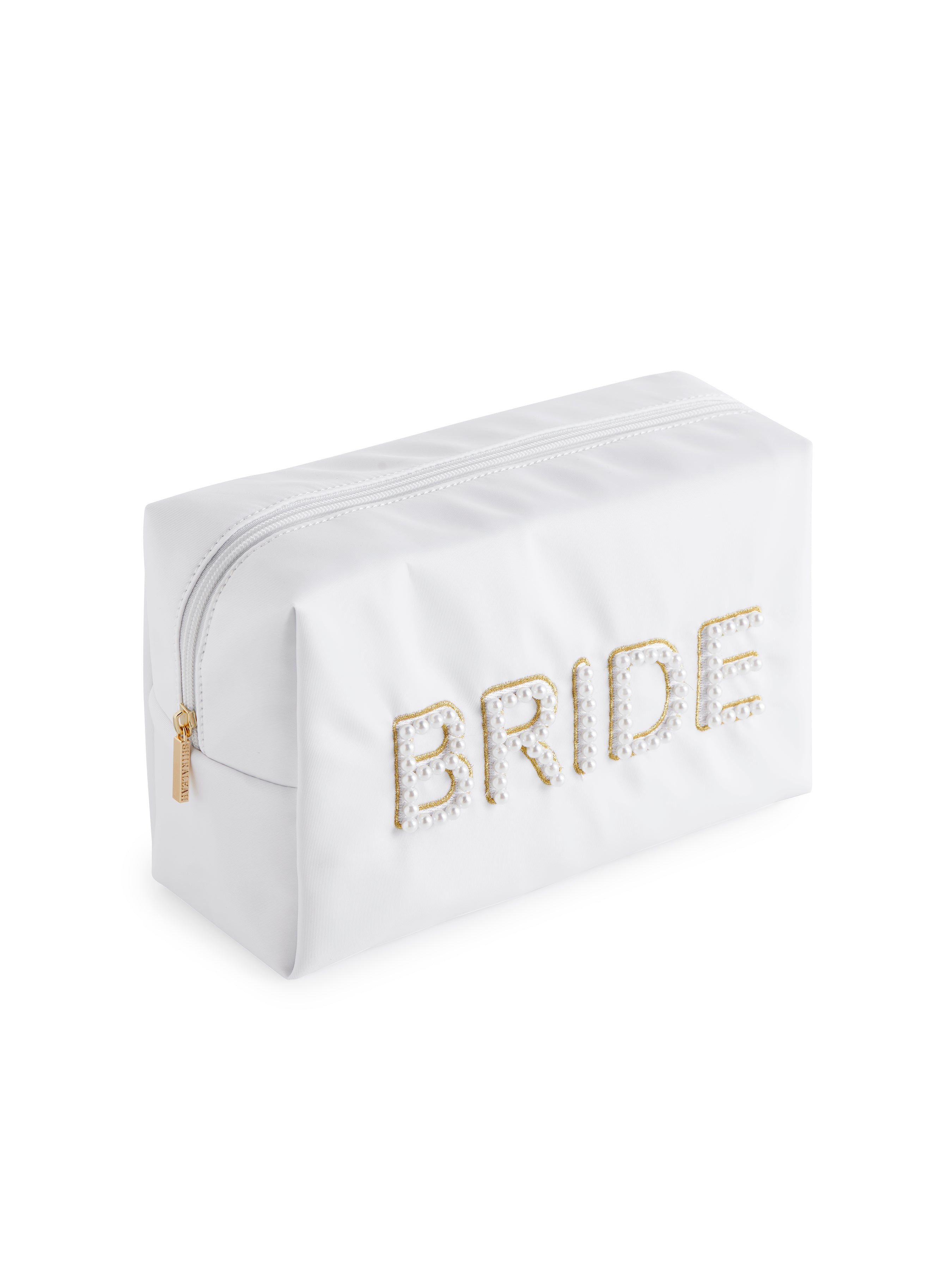 Shiraleah Pearl "Bride" Large Zip Pouch, White