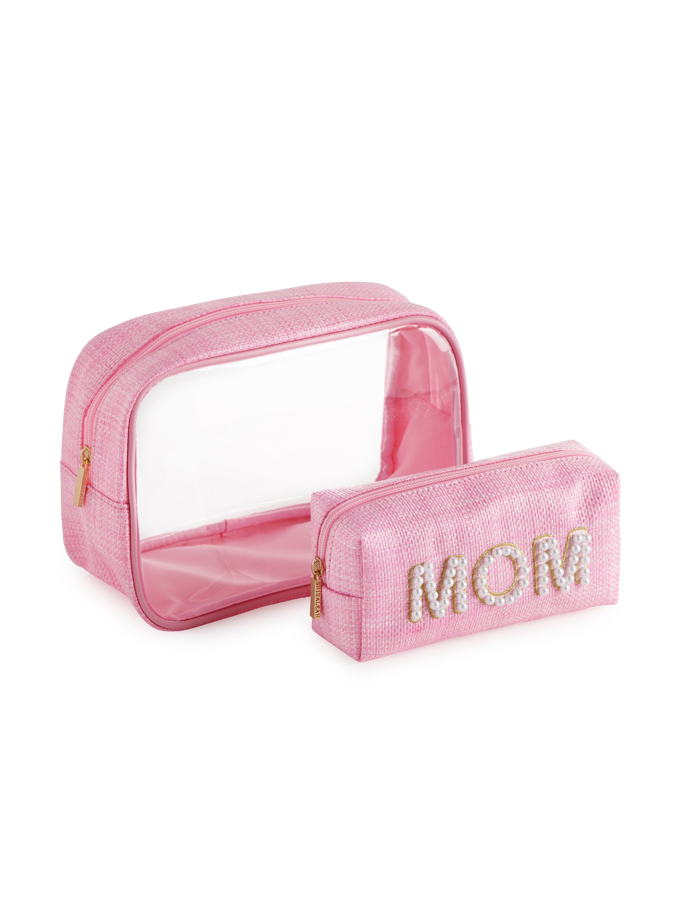 Shiraleah "Mom" Set Of 2 Cosmetic Cases, Pink