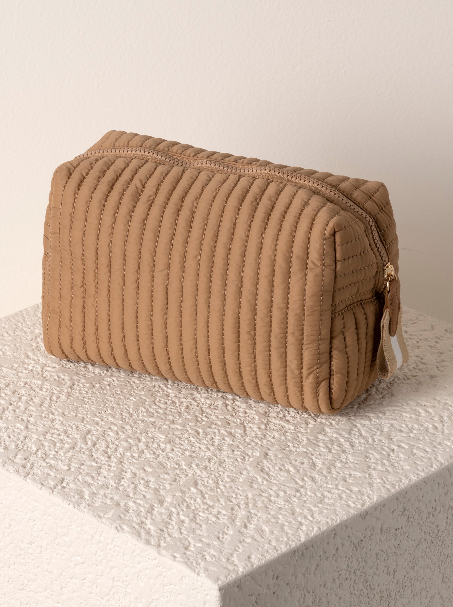 Shiraleah Ezra Large Boxy Cosmetic Pouch TAN