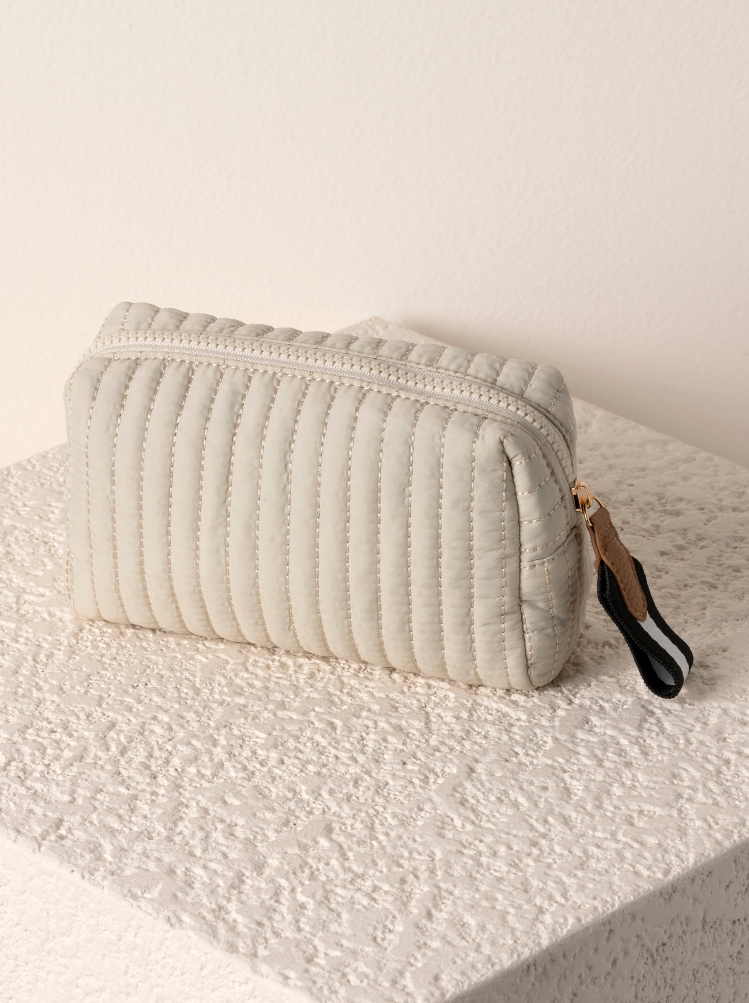 Shiraleah Ezra Small Boxy Cosmetic Pouch IVORY