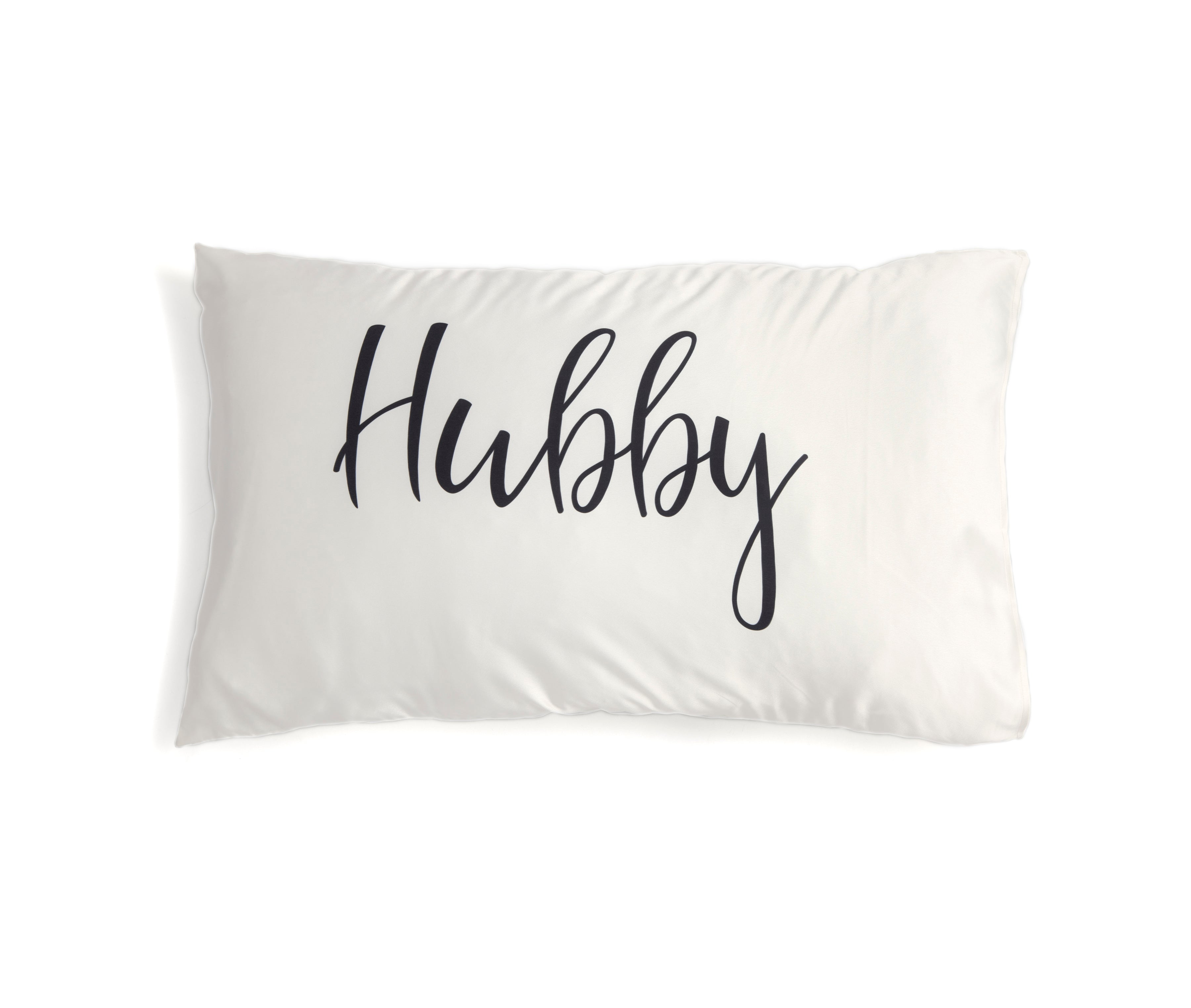 Shiraleah Set of 2 "Hubby/Wifey" Standard Pillow Cases, Ivory - FINAL SALE ONLY