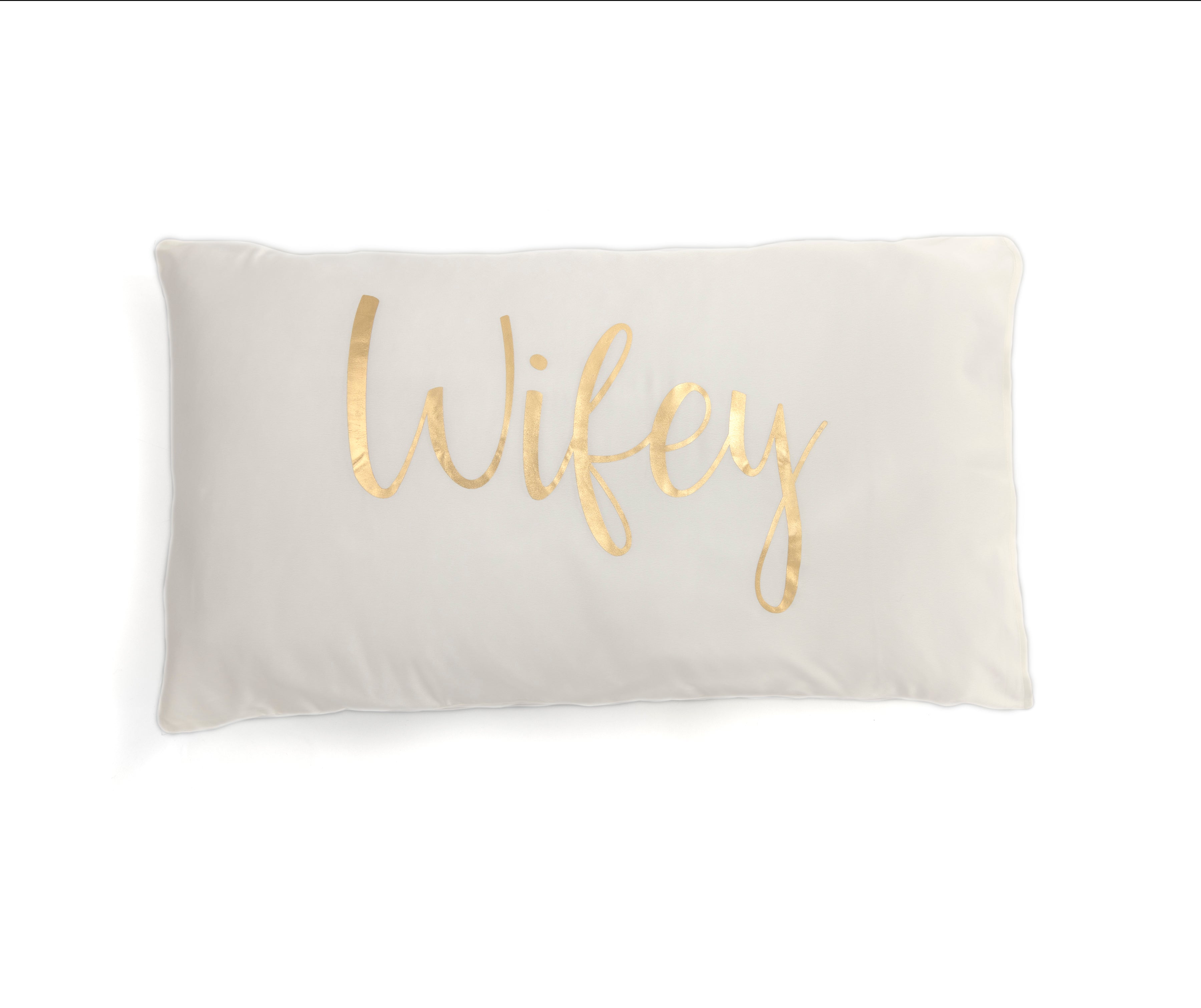 Shiraleah Set of 2 "Hubby/Wifey" Standard Pillow Cases, Ivory - FINAL SALE ONLY