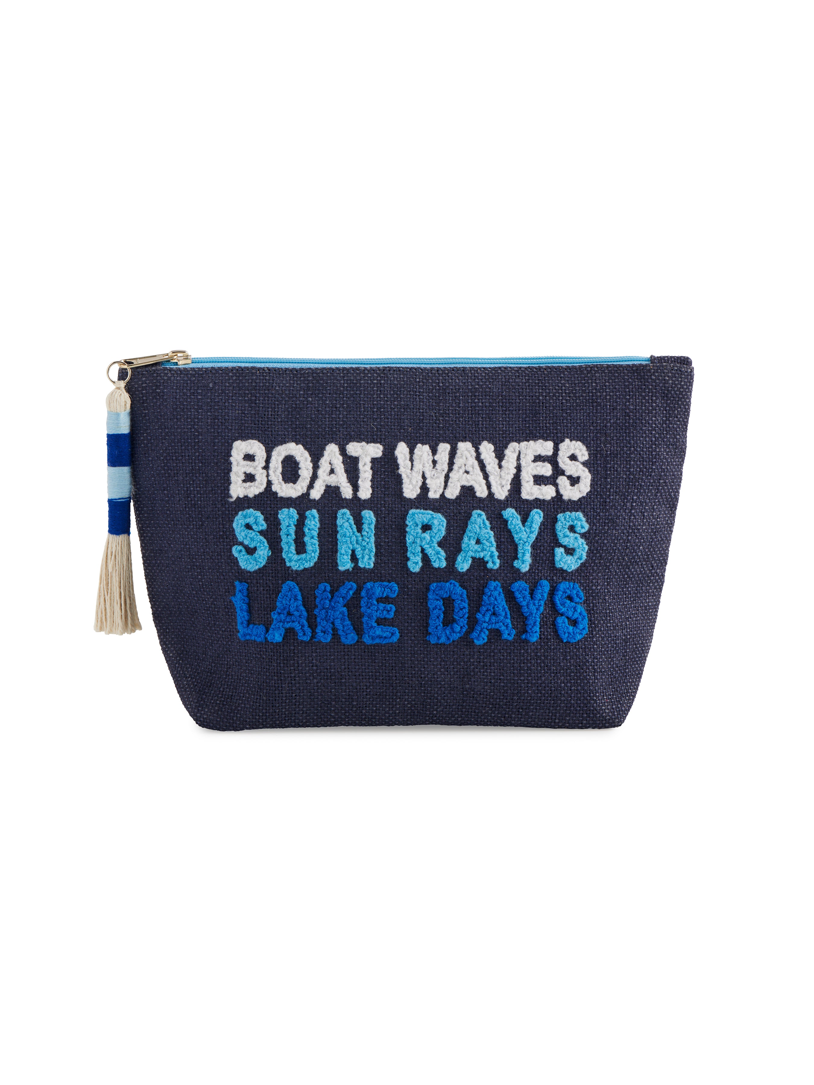 Shiraleah "Boat Waves Sun Rays Lake Days" Zip Pouch, Navy