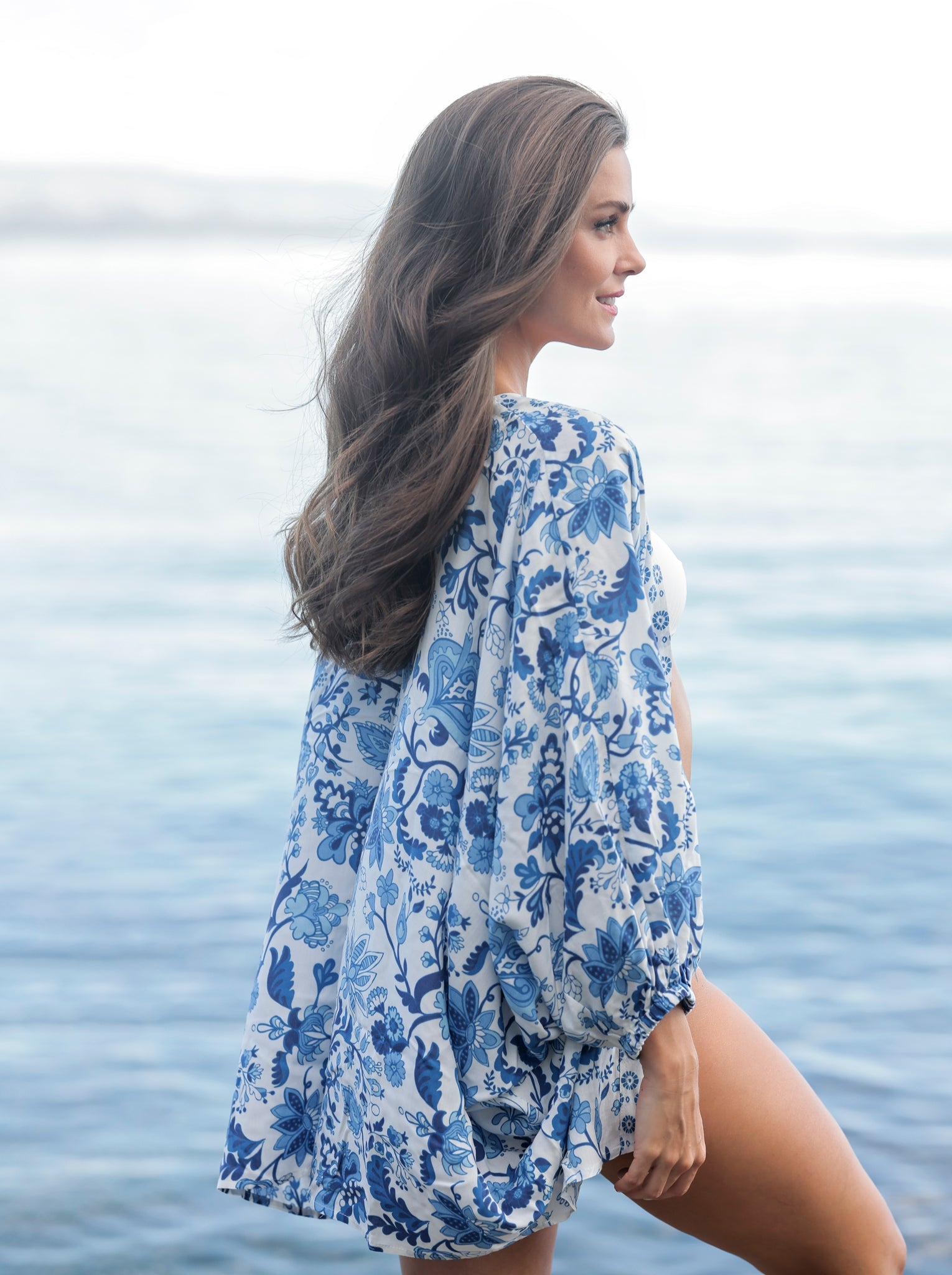 Shiraleah Capri Puff Sleeve Kimono, Blue - FINAL SALE ONLY