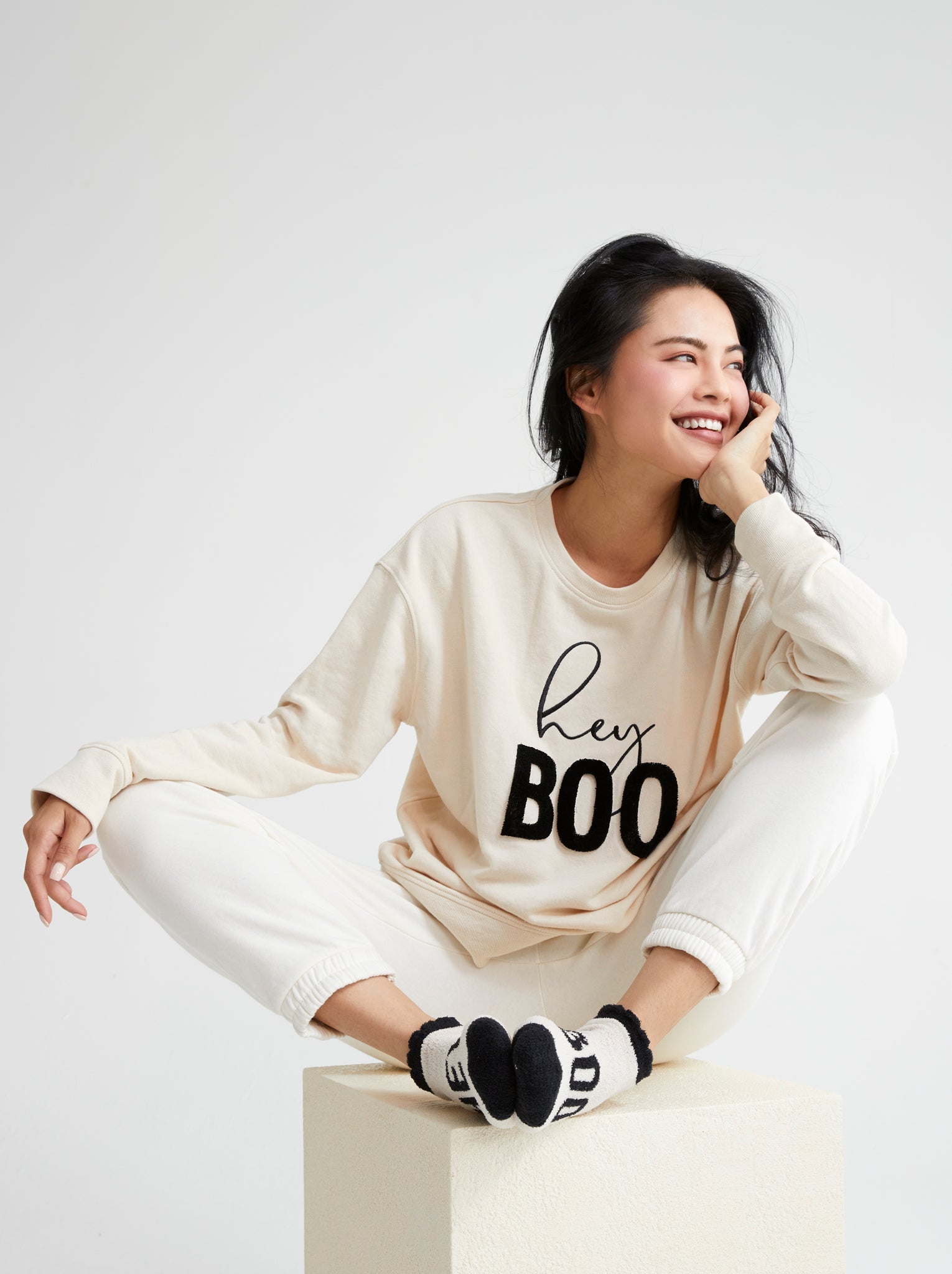 Shiraleah "Hey Boo" Sweatshirt, Putty