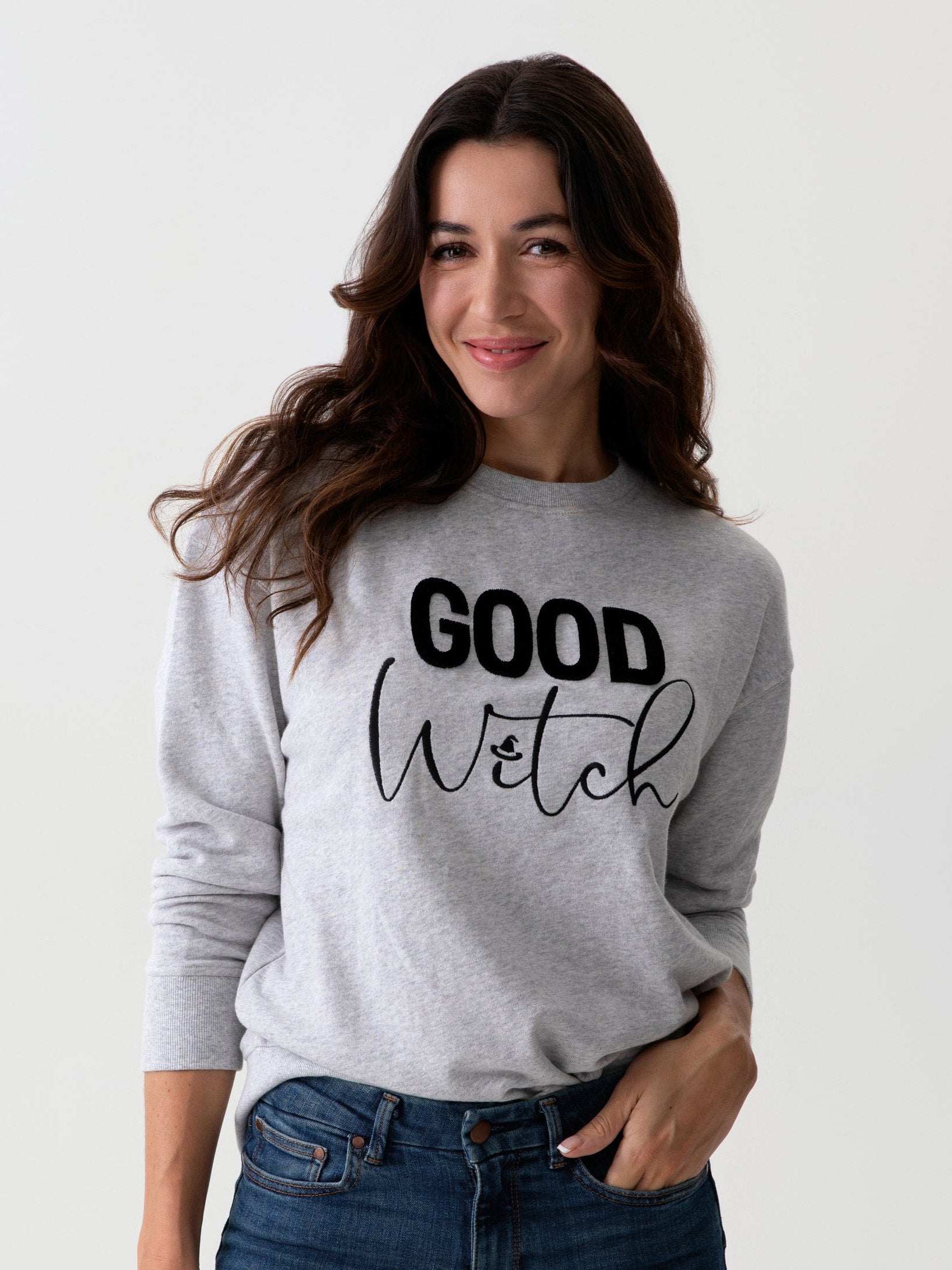 Shiraleah "Good Witch" Sweatshirt, Grey