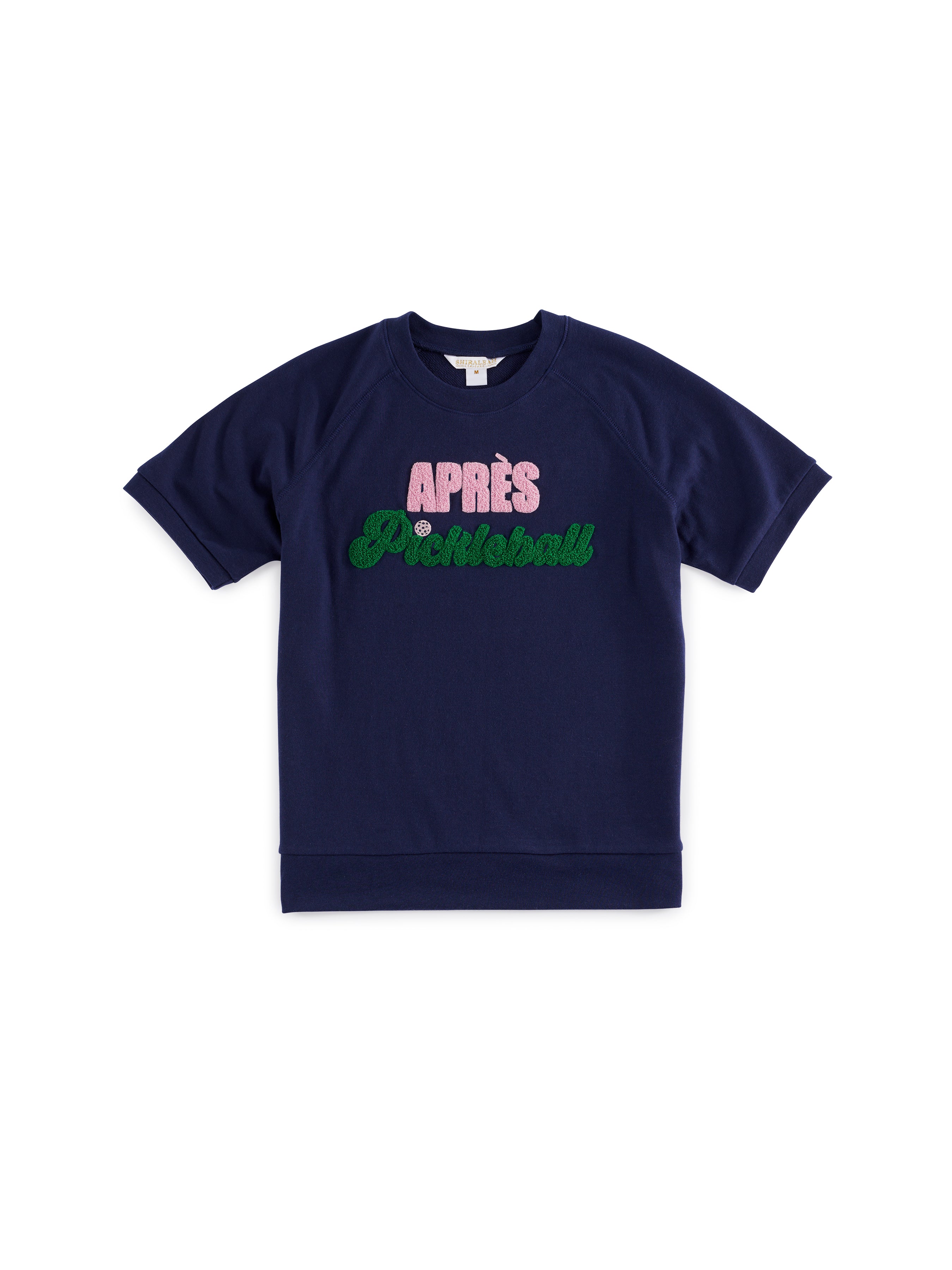 Shiraleah "Après Pickleball" Lightweight Short Sleeve Sweatshirt, Navy EXTRA LARGE