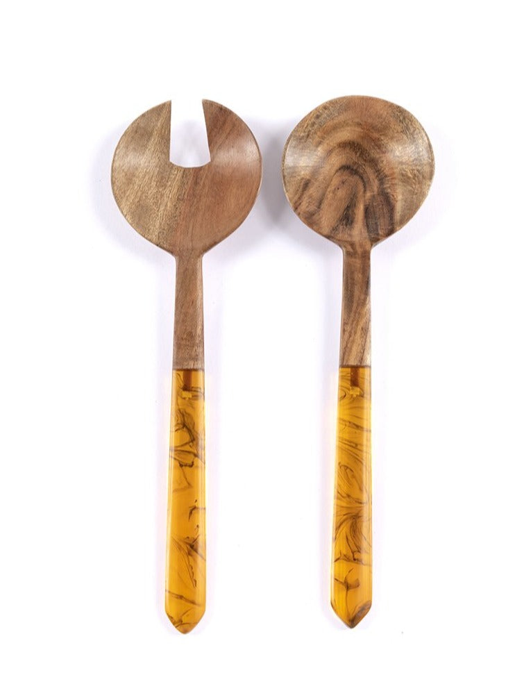 Shiraleah Galapagos Wood Salad Servers, Brown