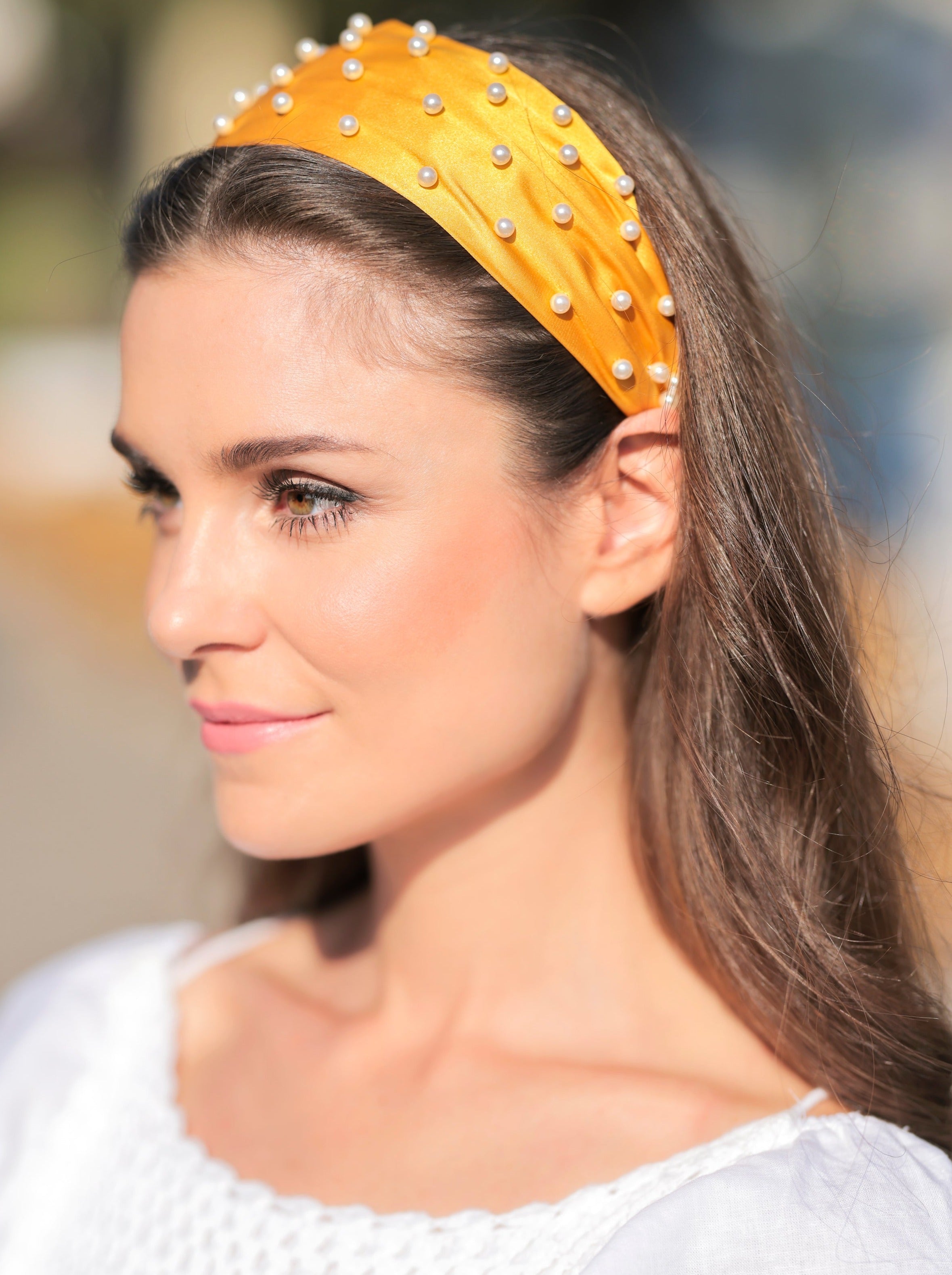 Shiraleah Pearl Wide Headband, Yellow