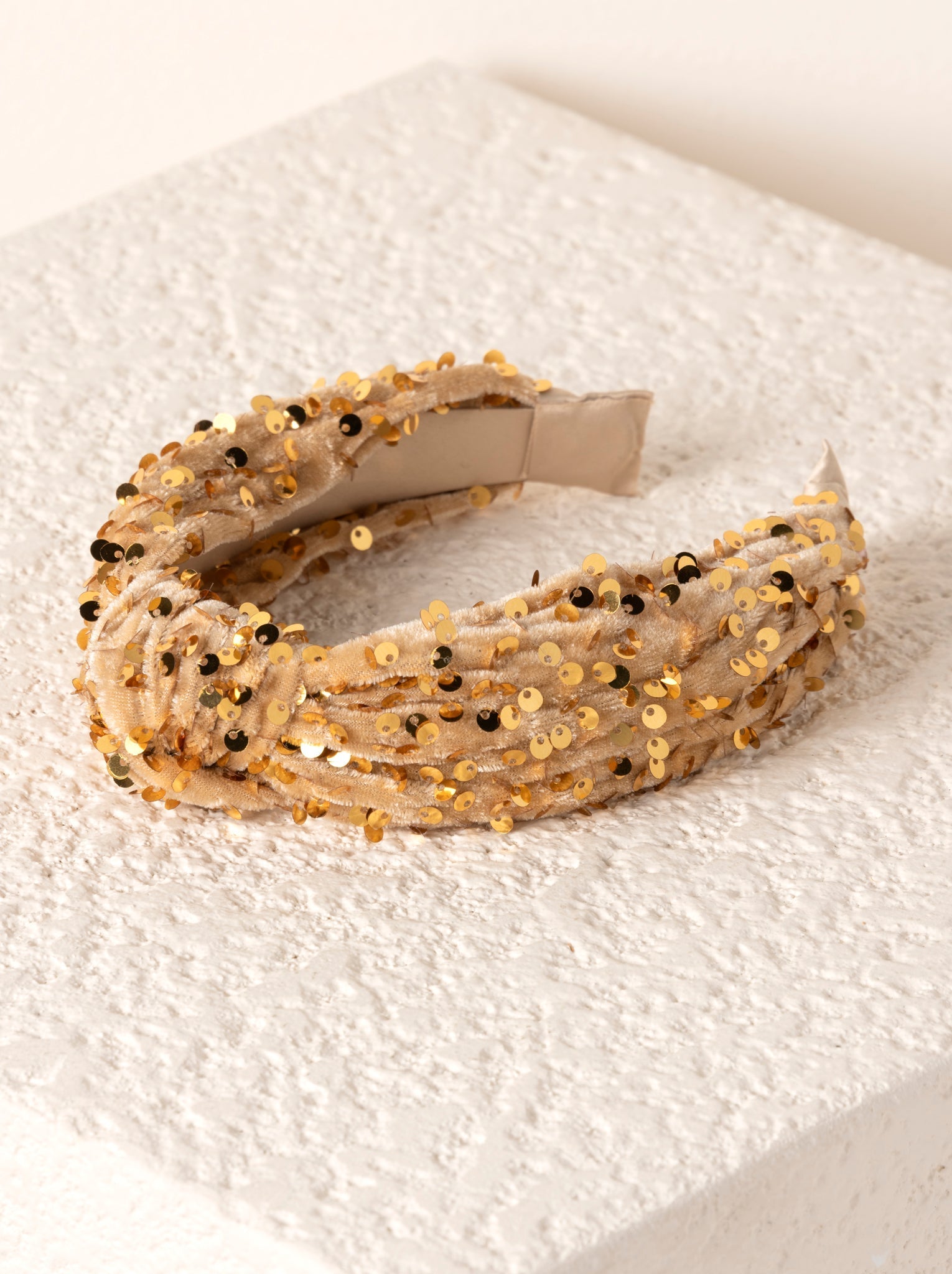 Shiraleah Knotted Sequins Headband, Gold