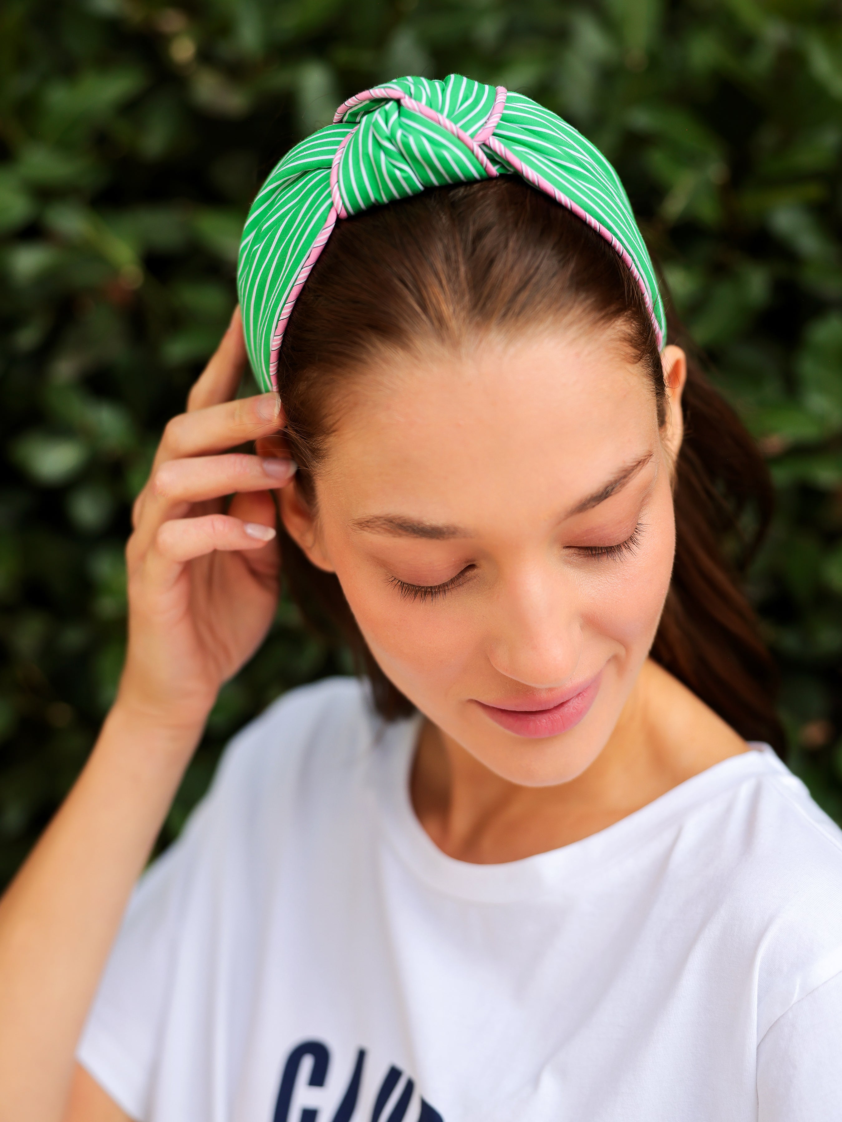 Shiraleah Stripes Knotted Headband GREEN