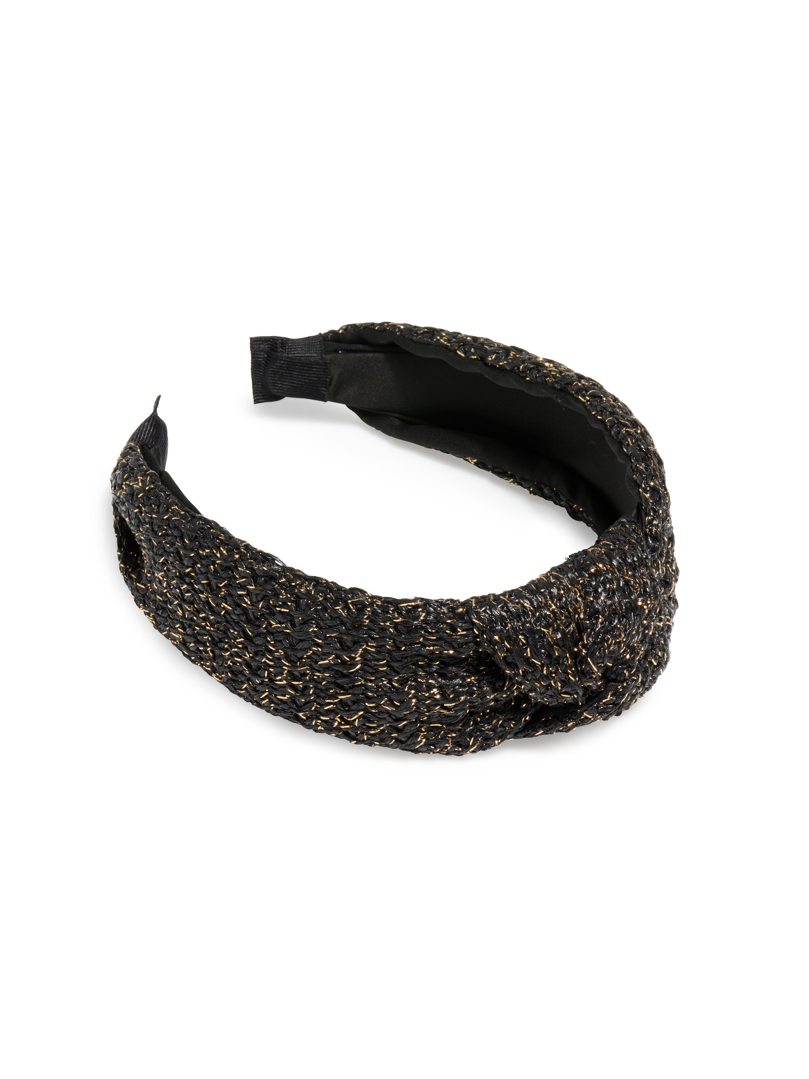 Shiraleah Woven Lurex Knotted Headband BLACK