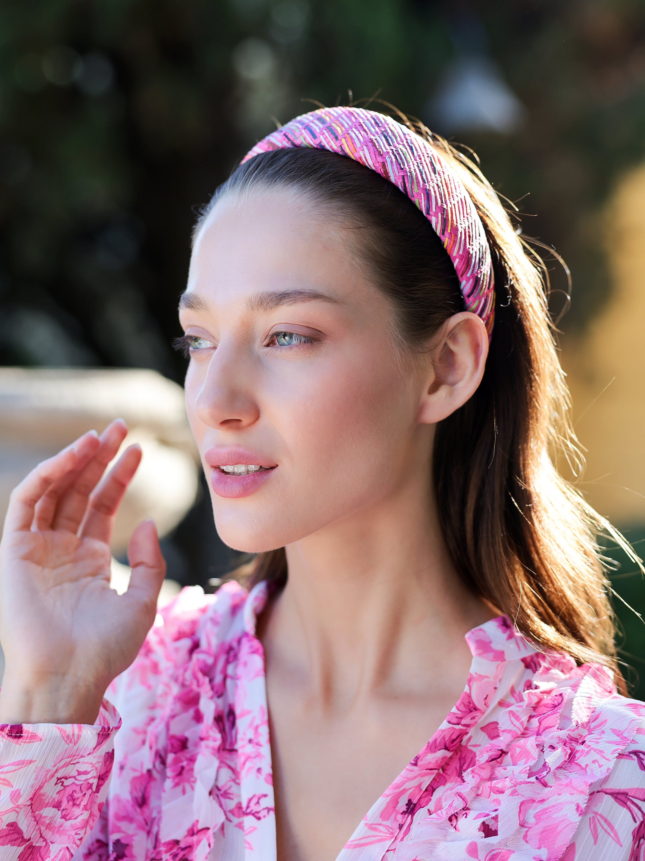 Shiraleah Paper Straw Padded Headband PINK