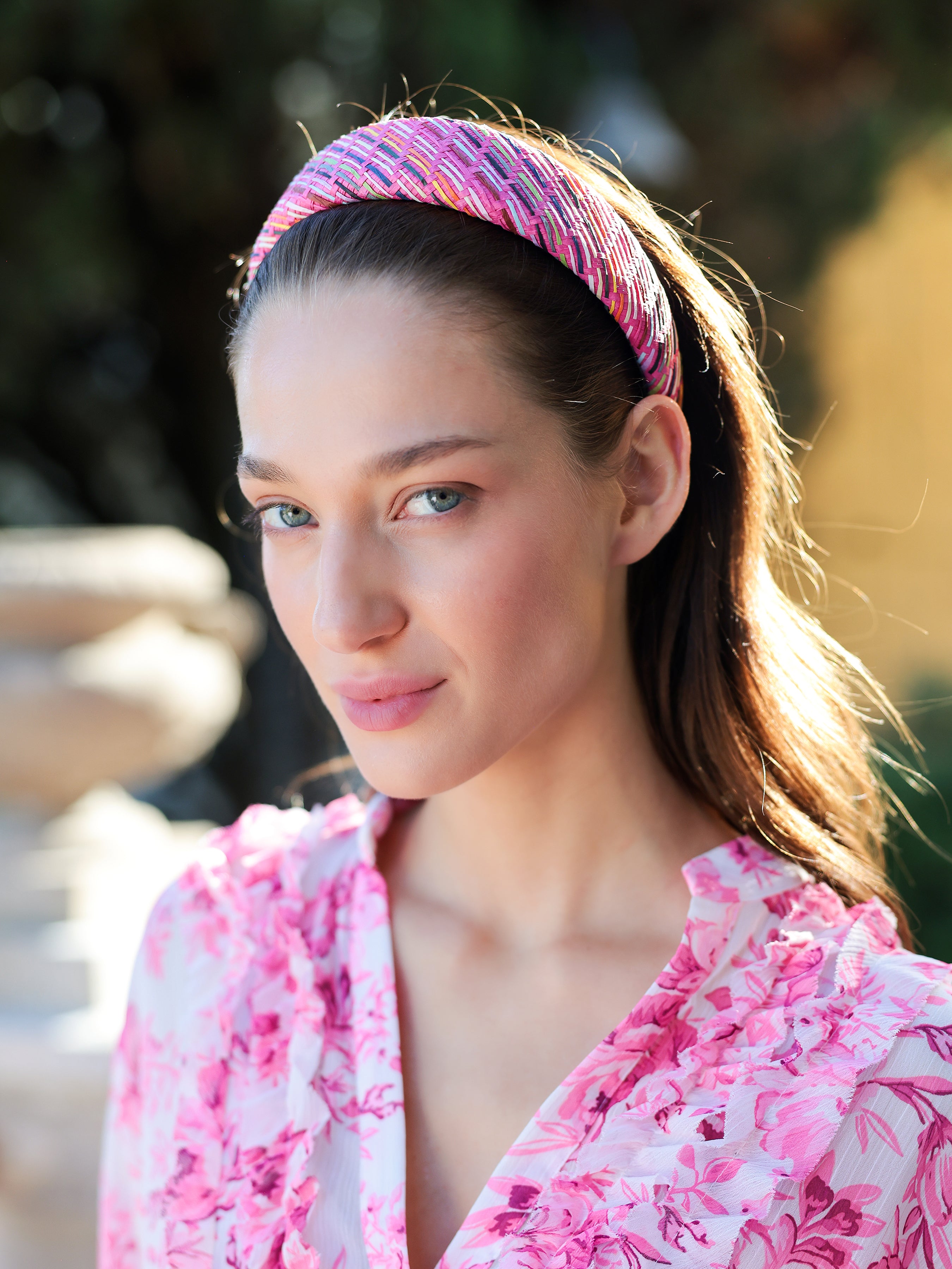 Shiraleah Paper Straw Padded Headband PINK