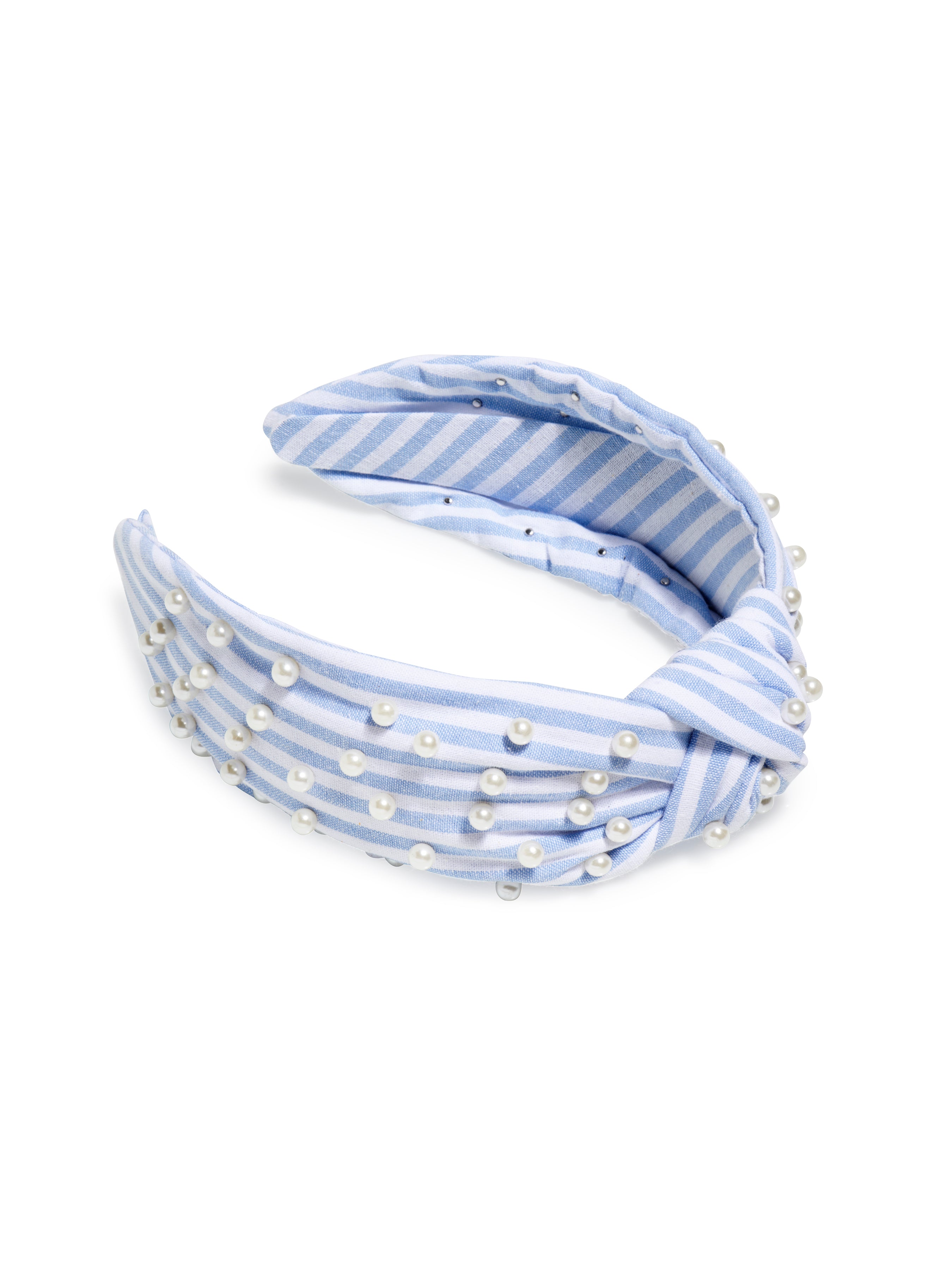 Shiraleah Pearls And Stripes Knotted Headband BLUE