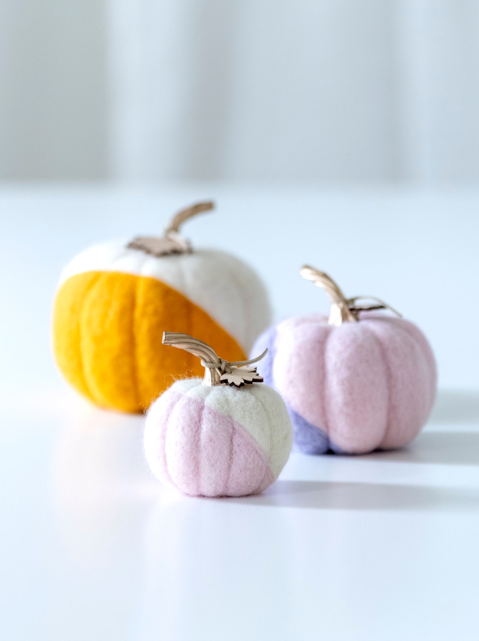 Shiraleah New Harvest Set of 3 Assorted Felt Pumpkins, Multi