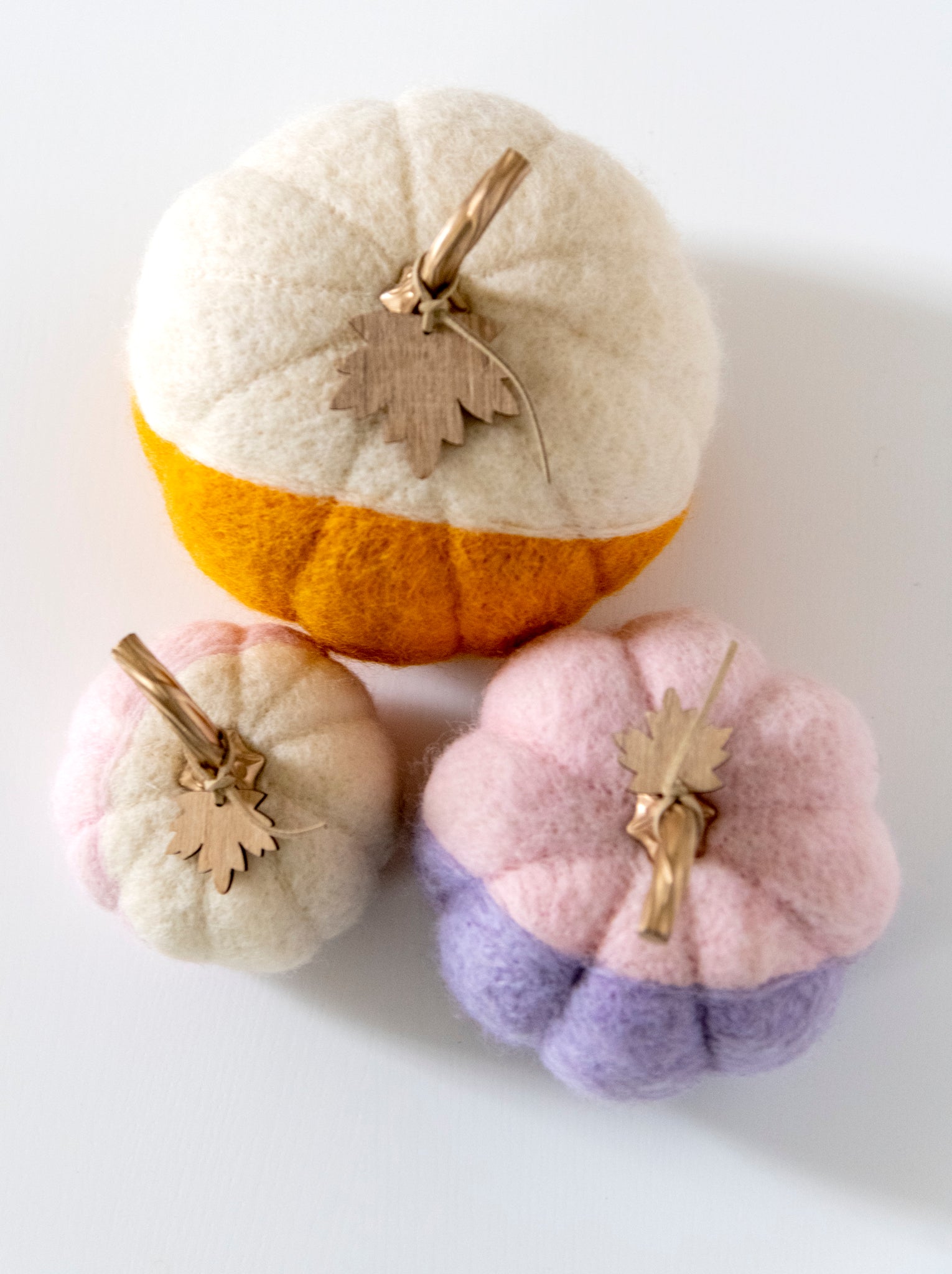 Shiraleah New Harvest Set of 3 Assorted Felt Pumpkins, Multi