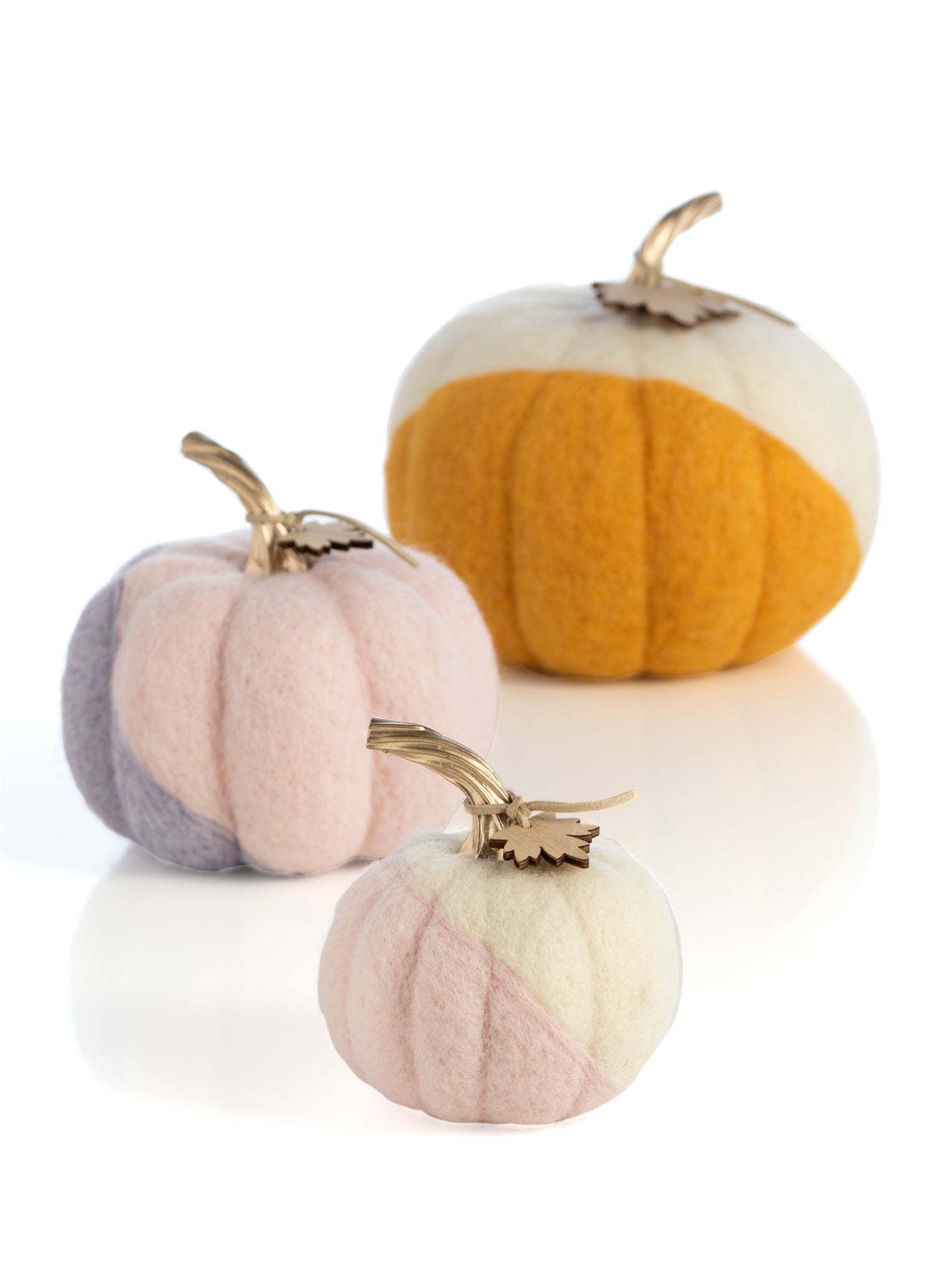 Shiraleah New Harvest Set of 3 Assorted Felt Pumpkins, Multi