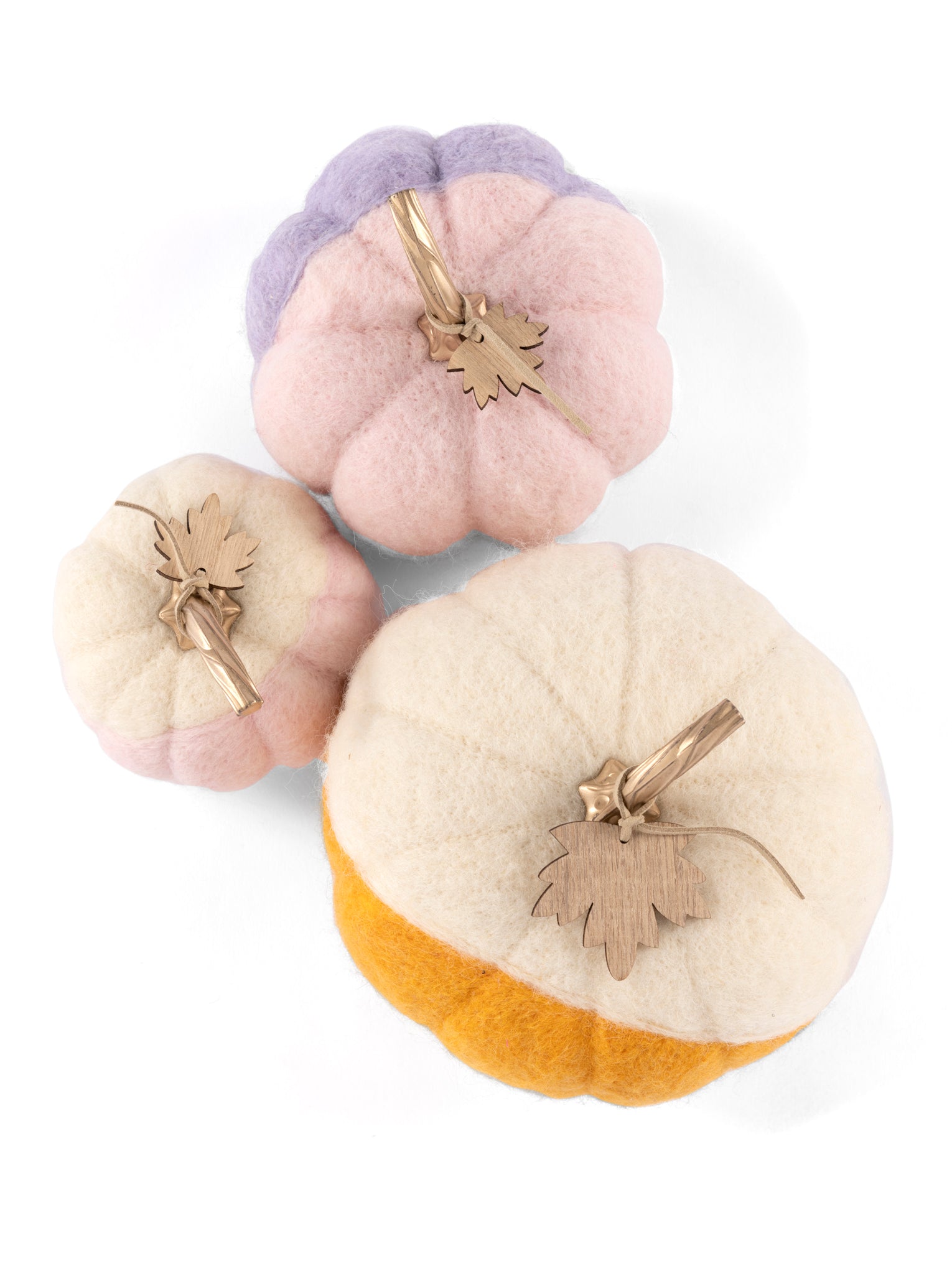 Shiraleah New Harvest Set of 3 Assorted Felt Pumpkins, Multi