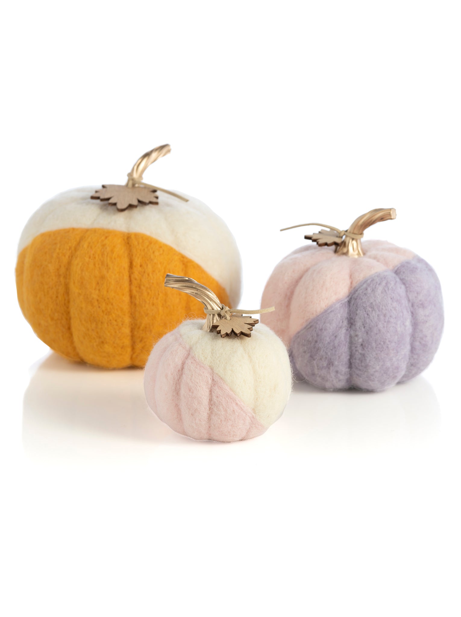 Shiraleah New Harvest Set of 3 Assorted Felt Pumpkins, Multi