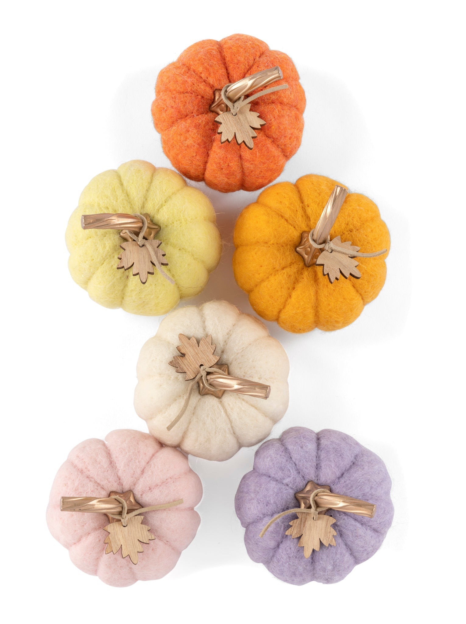 Shiraleah New Harvest Set of 6 Assorted Felt Pumpkins, Multi