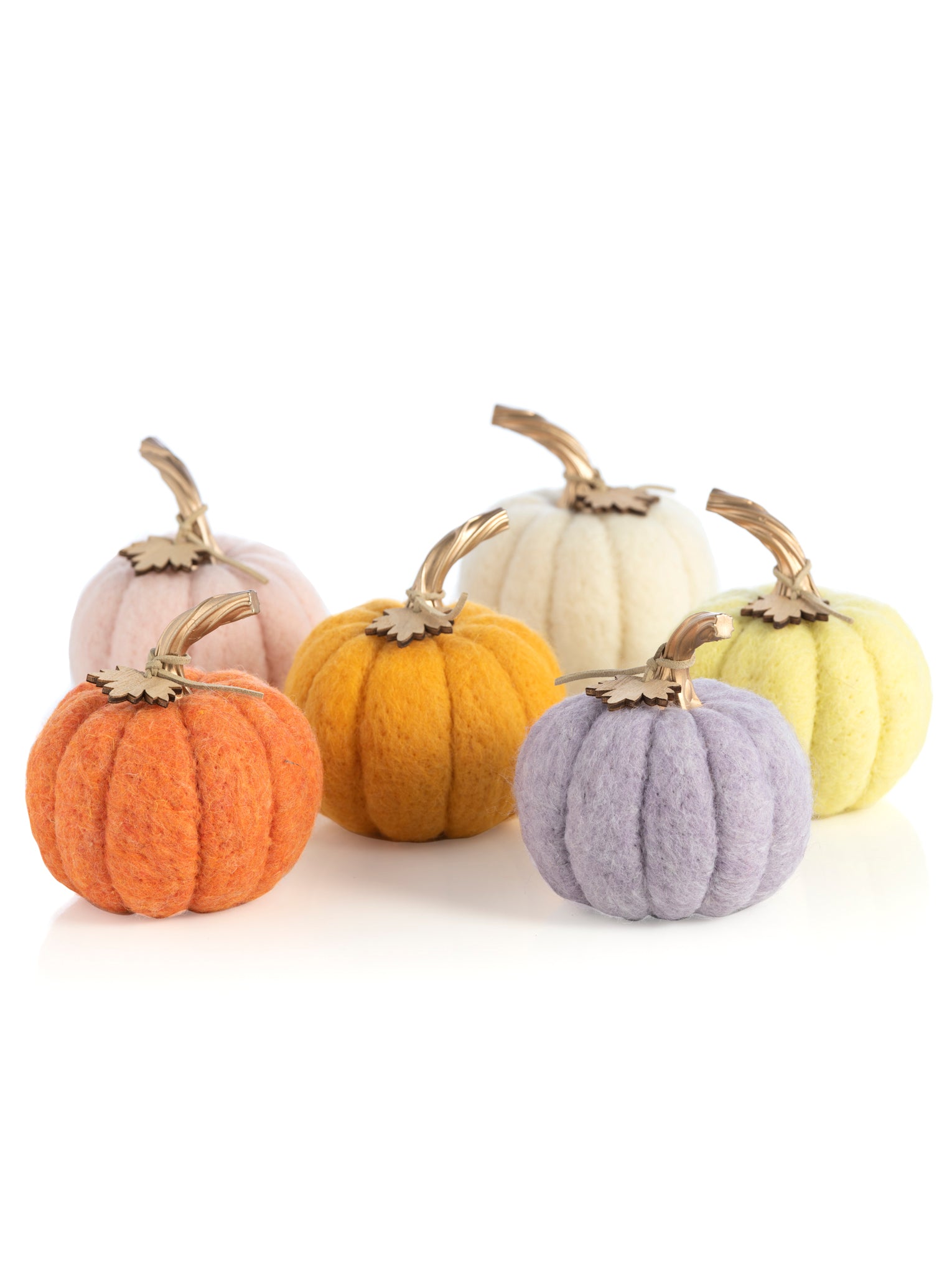 Shiraleah New Harvest Set of 6 Assorted Felt Pumpkins, Multi