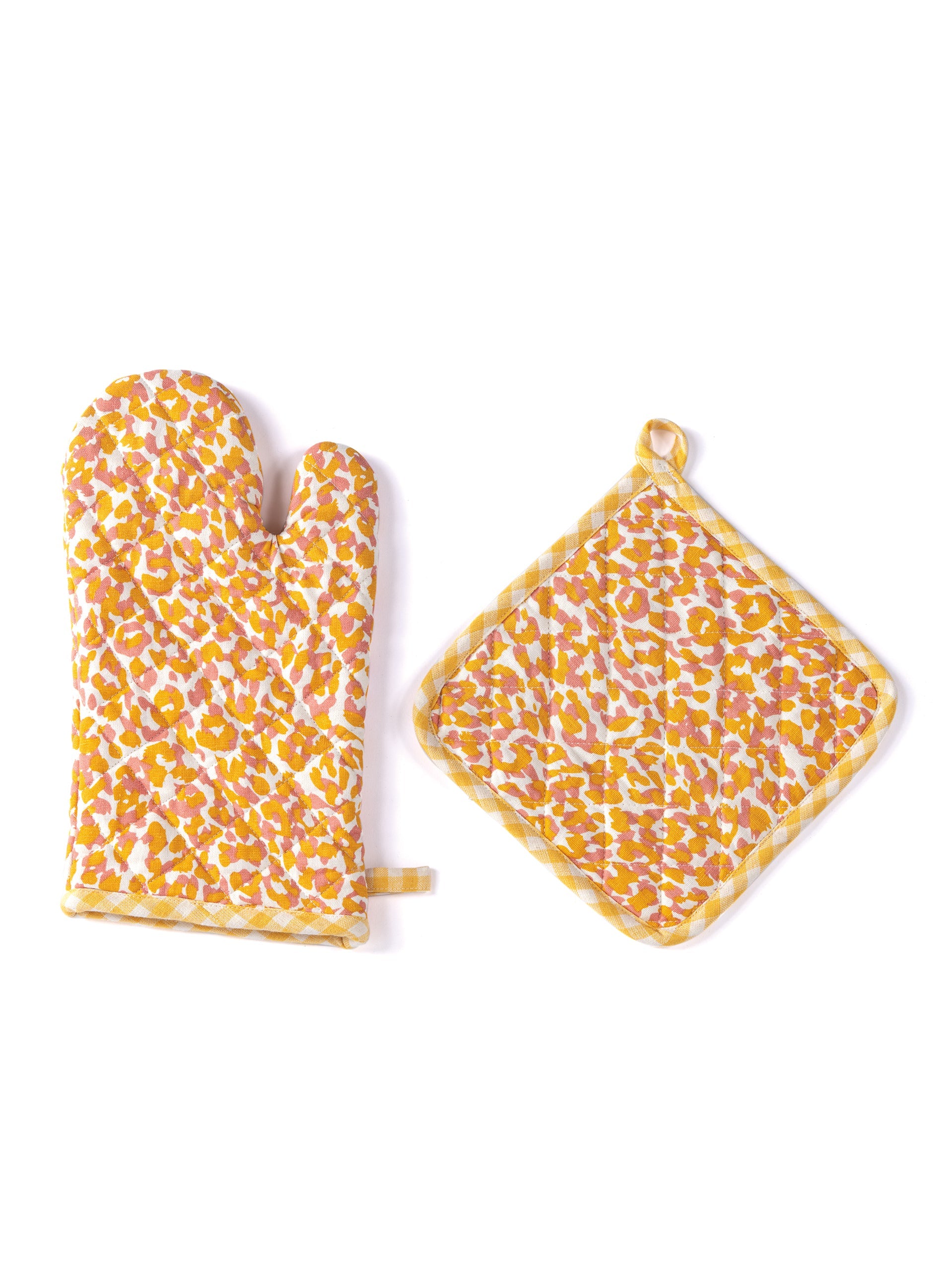 Shiraleah Nora Leopard Print Pot Holder And Oven Mitten Set, Multi - FINAL SALE ONLY