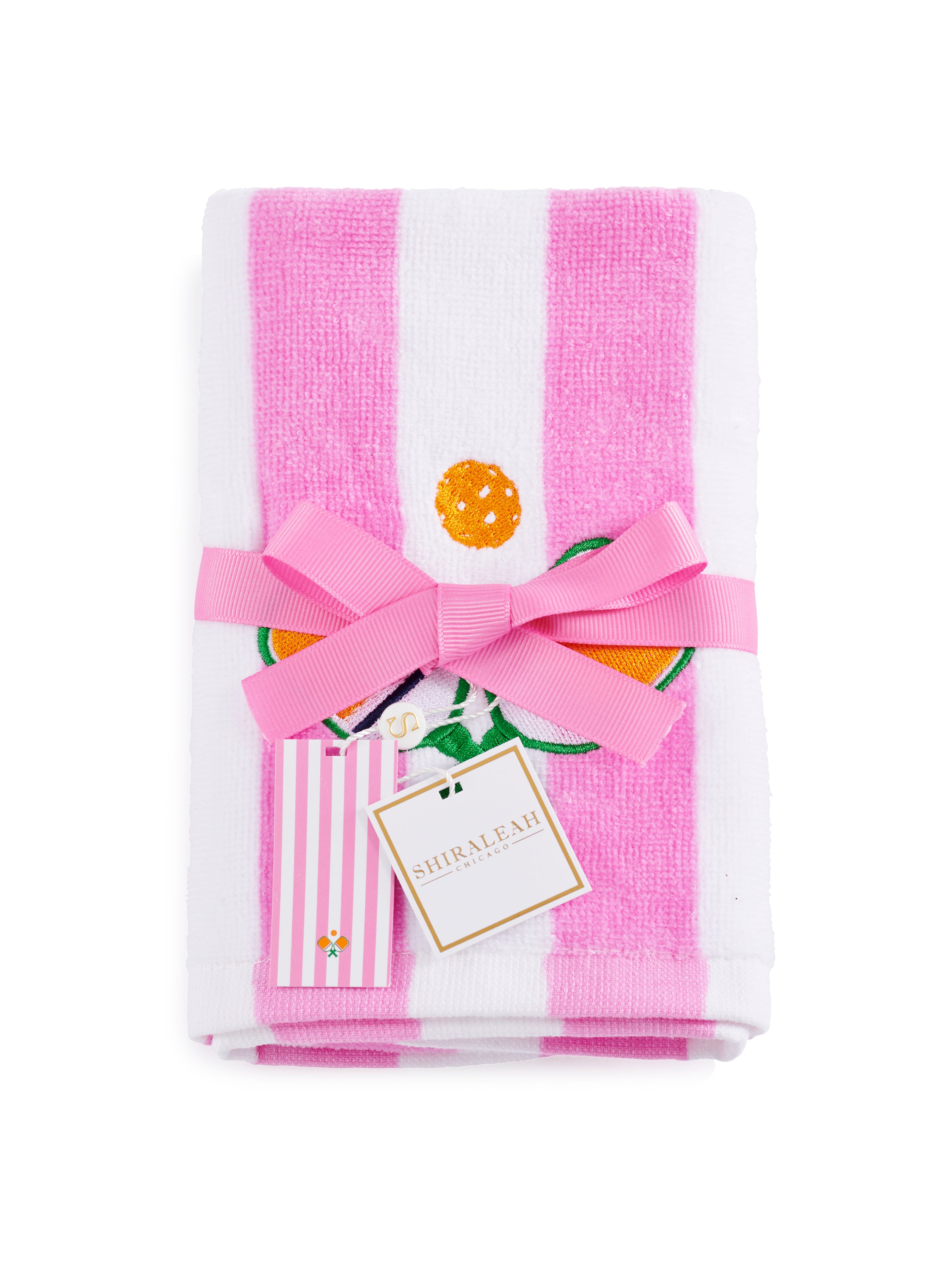 Shiraleah Paddles Stripe Pickleball Towel PINK