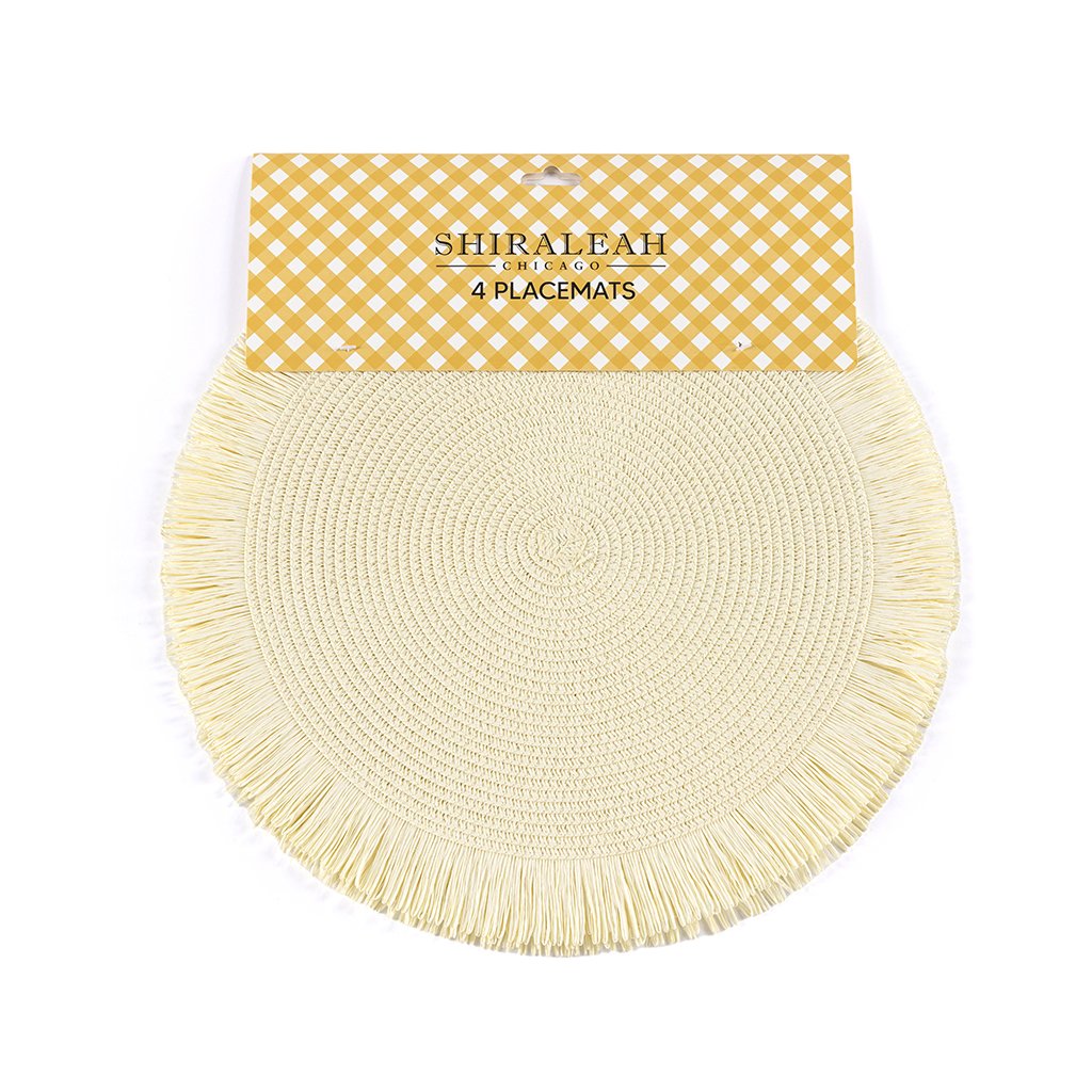 Shiraleah Set Of 4 Fringed Placemats, Ivory - FINAL SALE ONLY