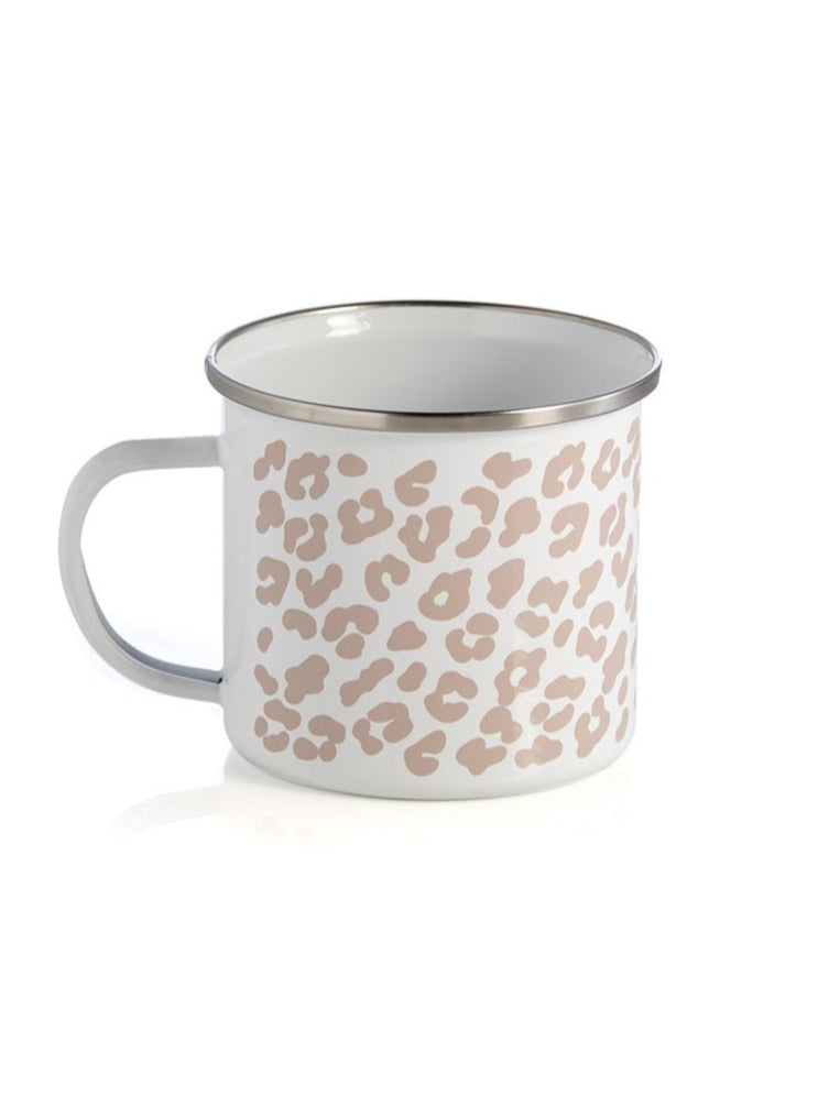 Shiraleah Leopard Print Enamel Mug, Blush