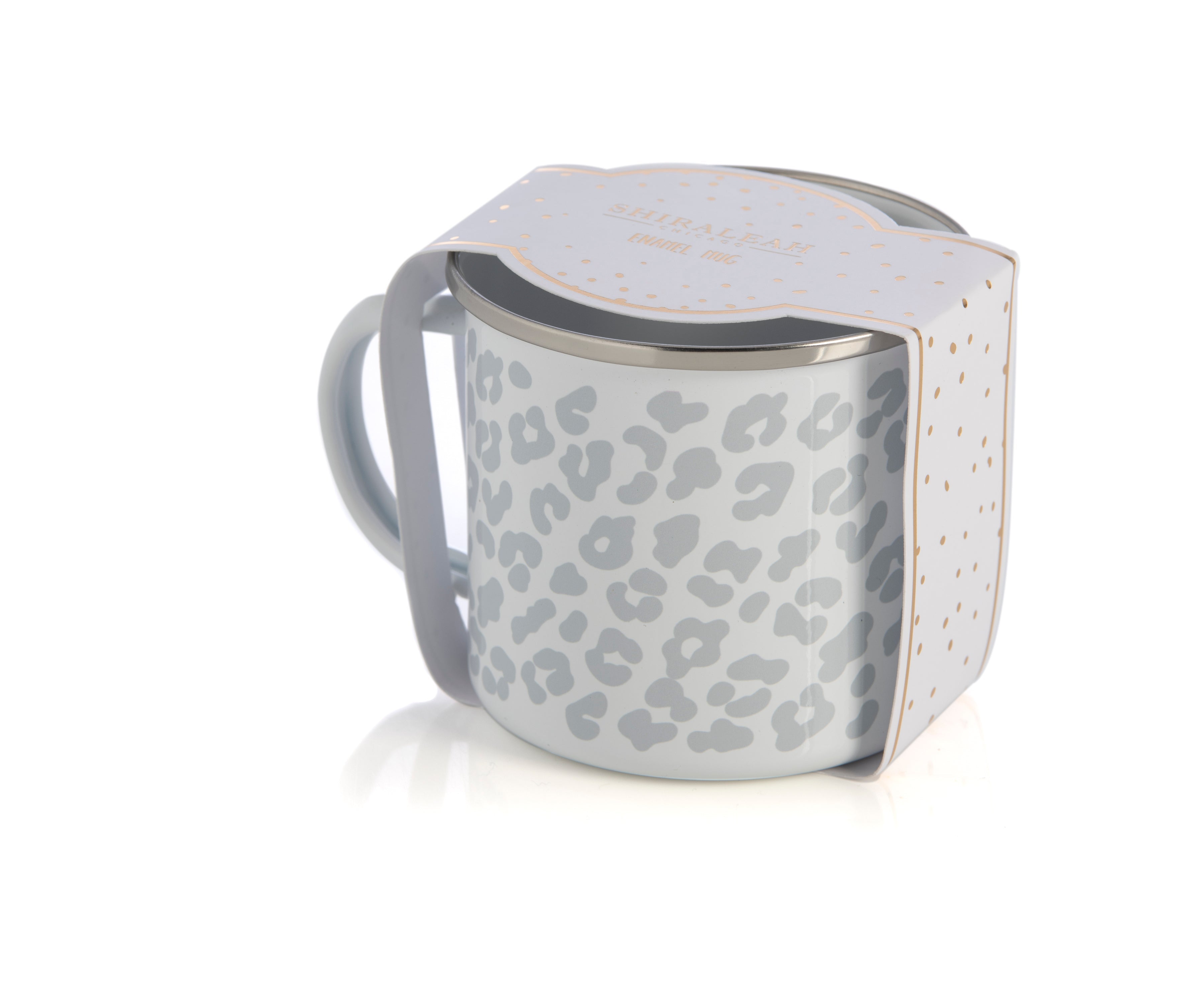 Shiraleah Leopard Print Enamel Mug, Grey - FINAL SALE ONLY