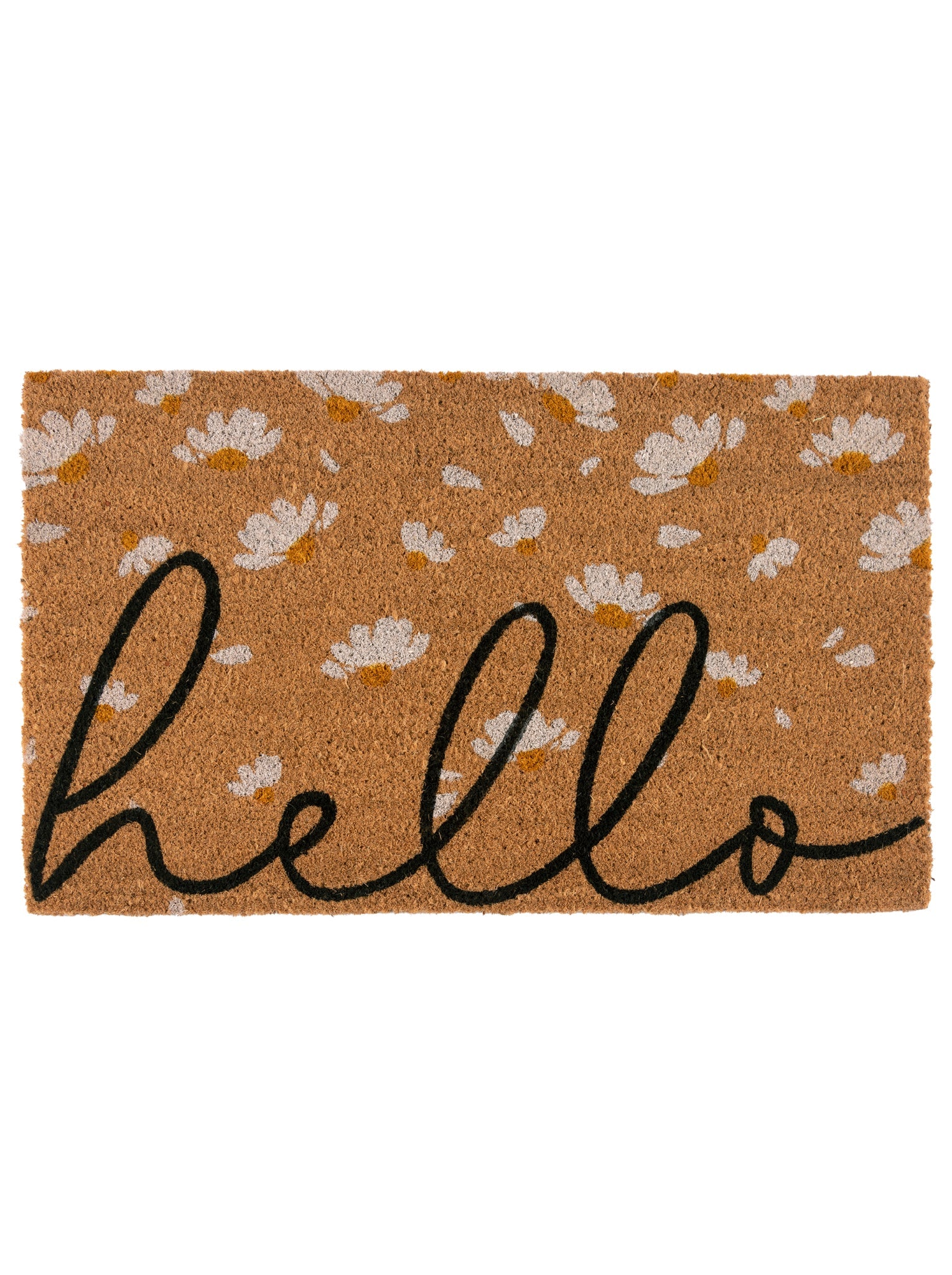 Shiraleah "Hello" Daisy Doormat, Natural