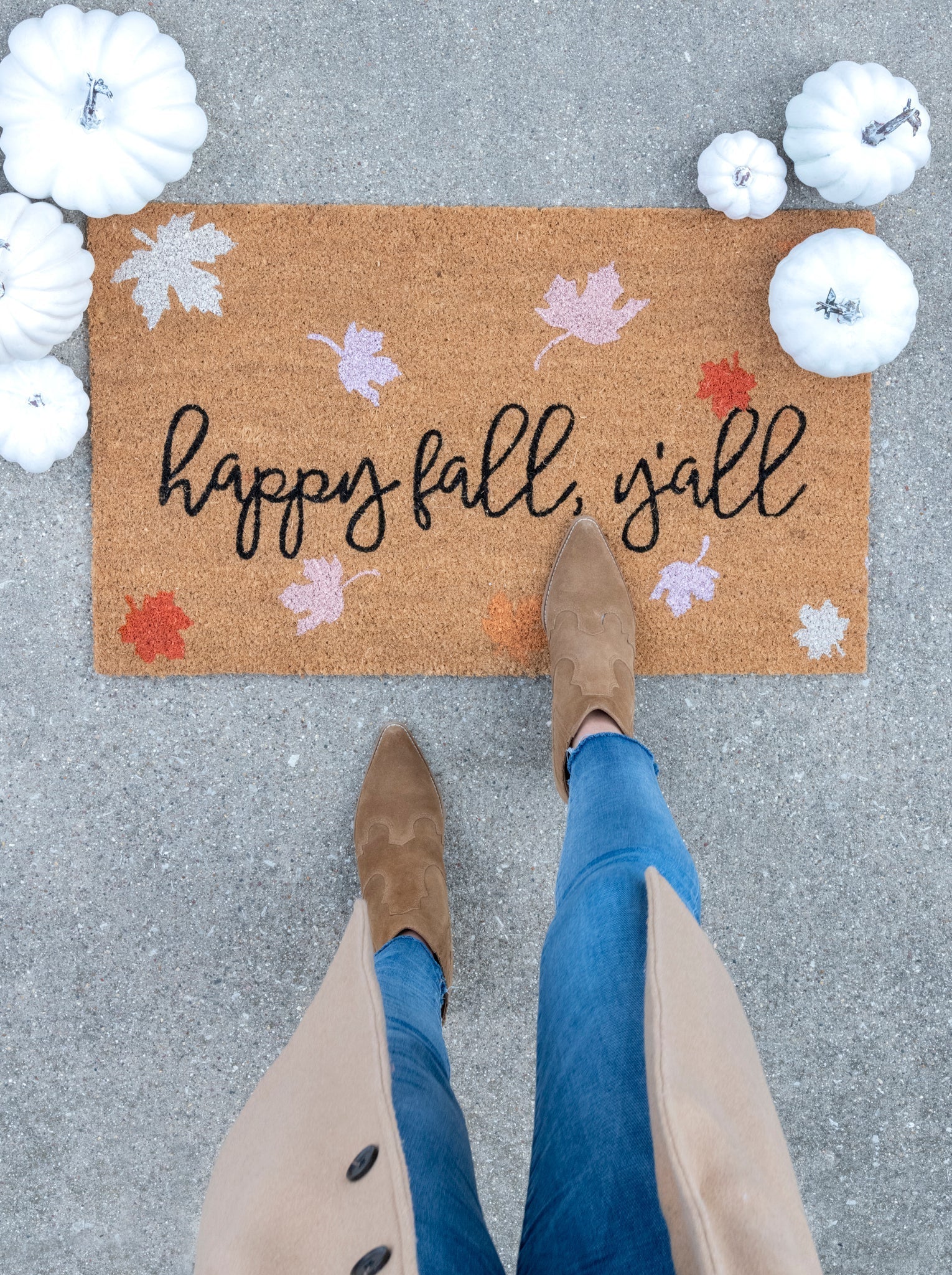 Shiraleah "Happy Fall Y'all" Doormat, Natural