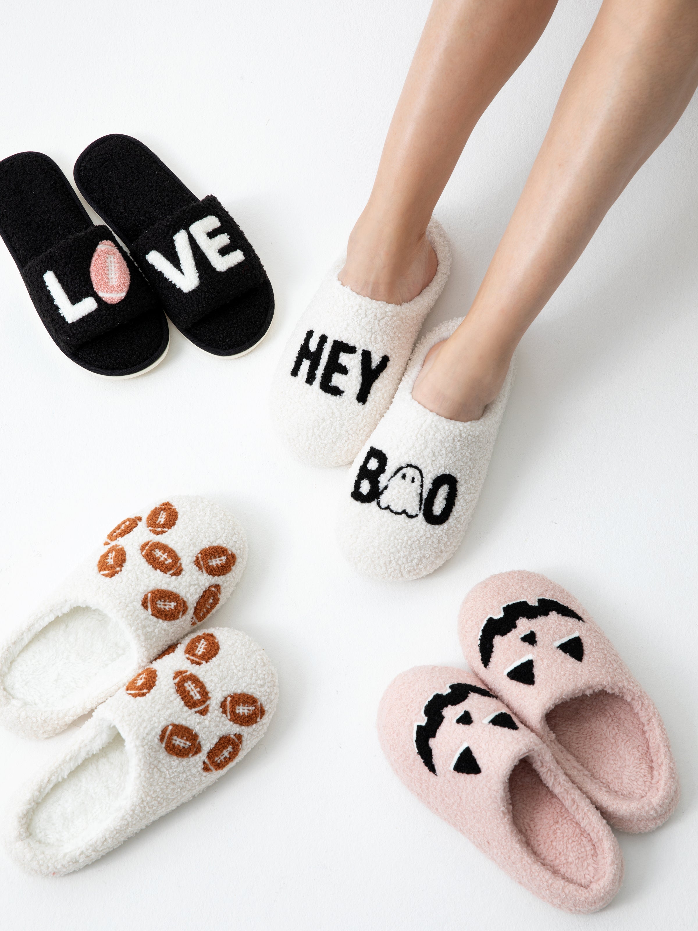 Shiraleah "Hey Boo" Slippers, Ivory