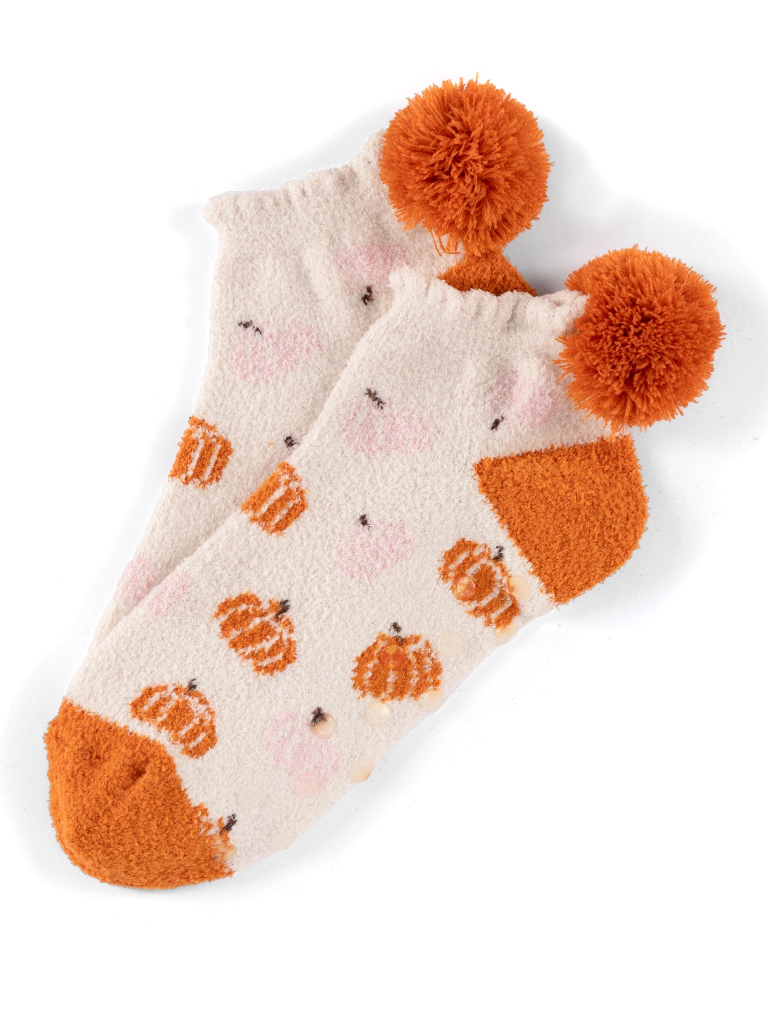 Shiraleah Pumpkin Home Socks, Ivory